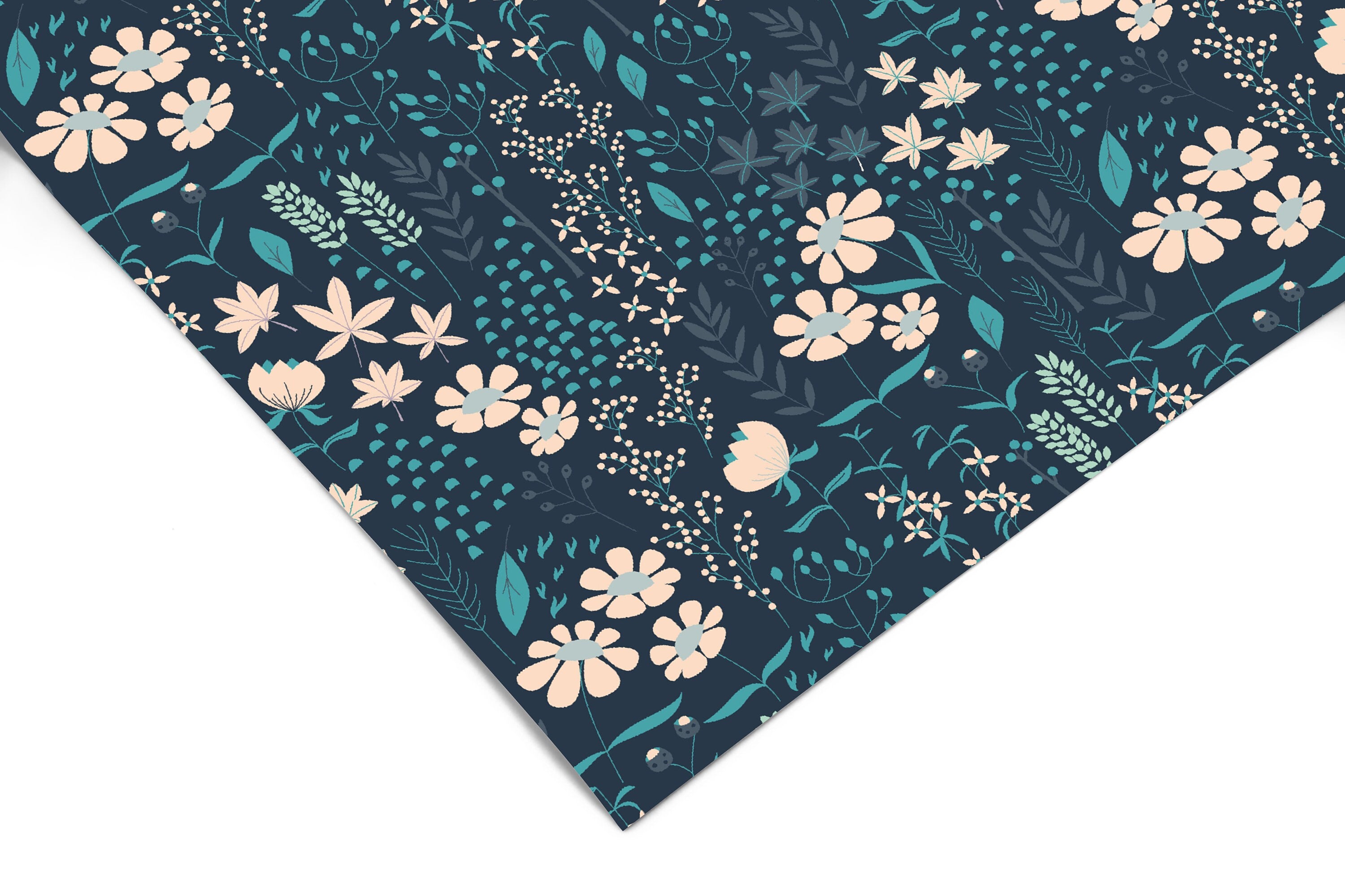 Blue Garden Floral Contact Paper | Peel And Stick Wallpaper | Removable Wallpaper | Shelf Liner | Drawer Liner | Peel and Stick Paper 1454