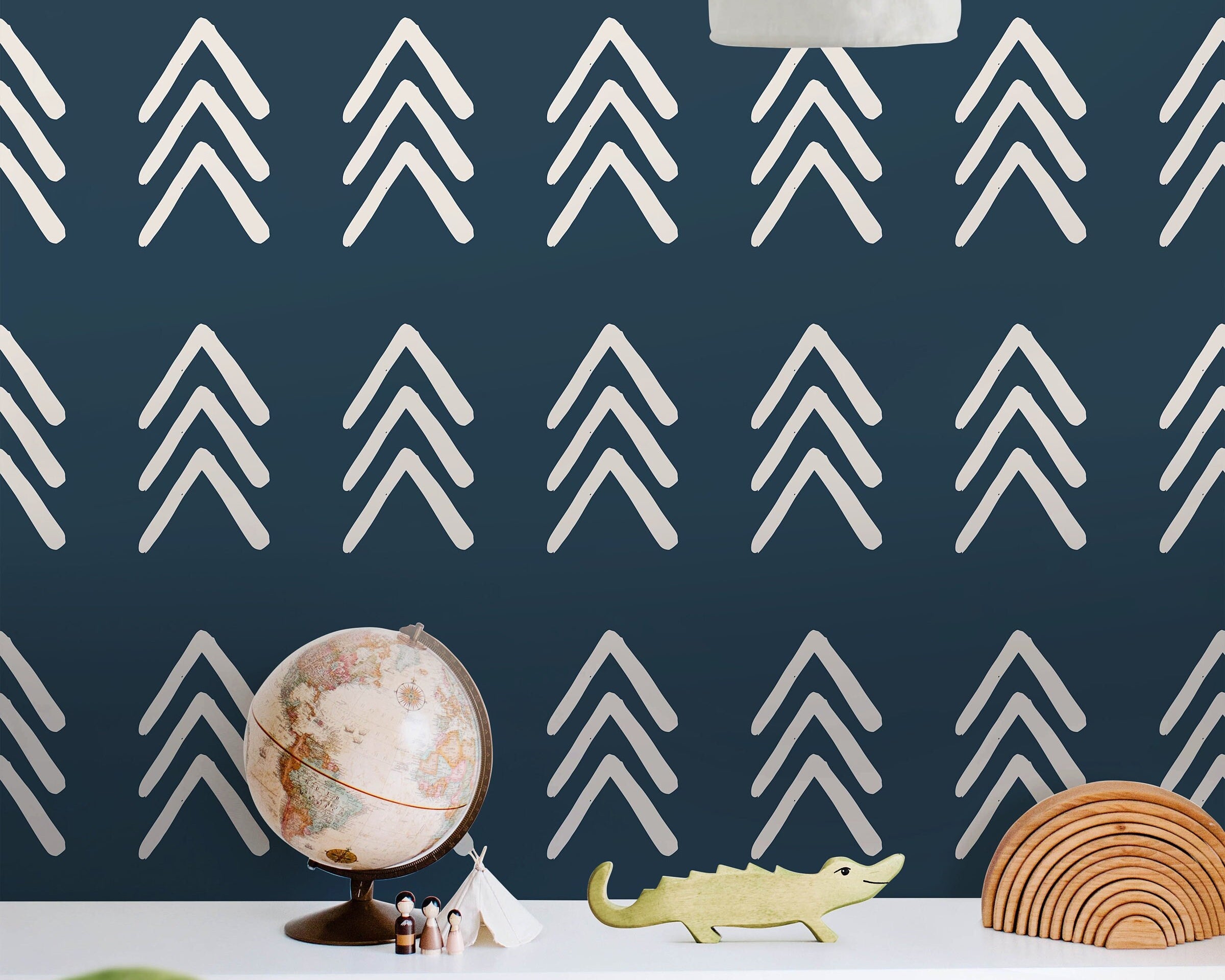 Removable Navy Chevron Wallpaper | Boys Nursery Wallpaper | Kids Wallpaper | Childrens Wallpaper | Peel Stick Wallpaper | Boys Room | 389 - James And Colors