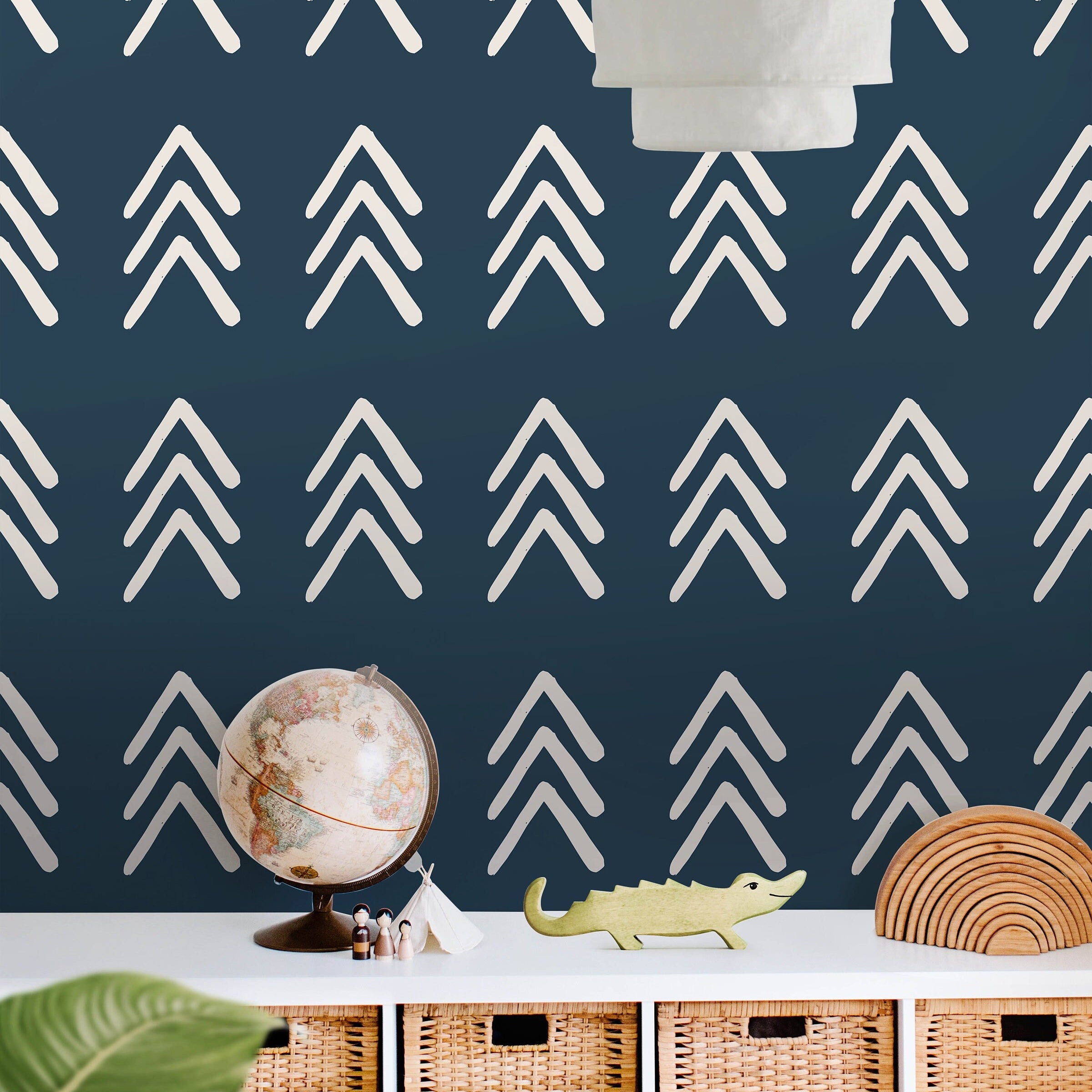 Removable Navy Chevron Wallpaper | Boys Nursery Wallpaper | Kids Wallpaper | Childrens Wallpaper | Peel Stick Wallpaper | Boys Room | 389 - James And Colors