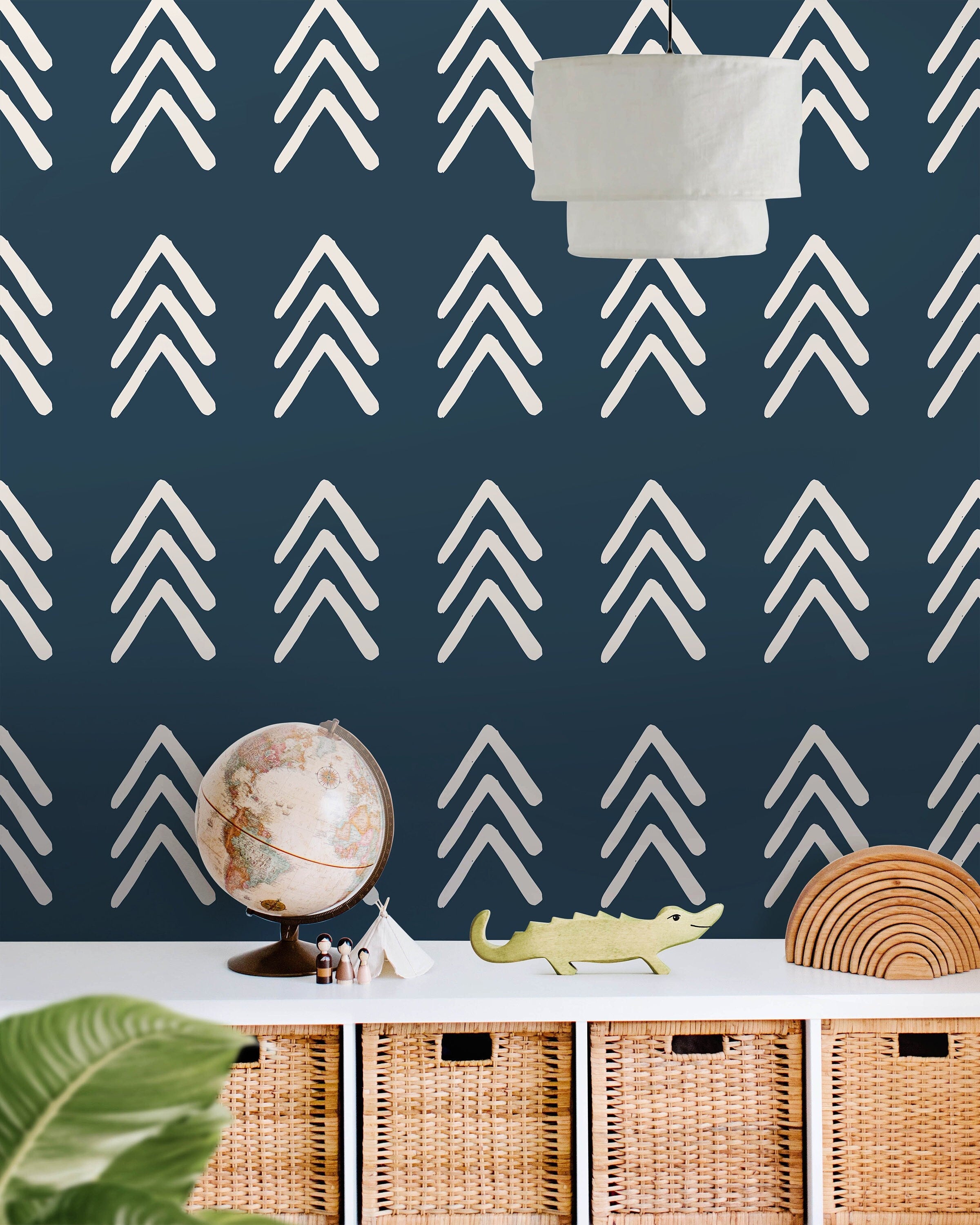 Removable Navy Chevron Wallpaper | Boys Nursery Wallpaper | Kids Wallpaper | Childrens Wallpaper | Peel Stick Wallpaper | Boys Room | 389 - James And Colors