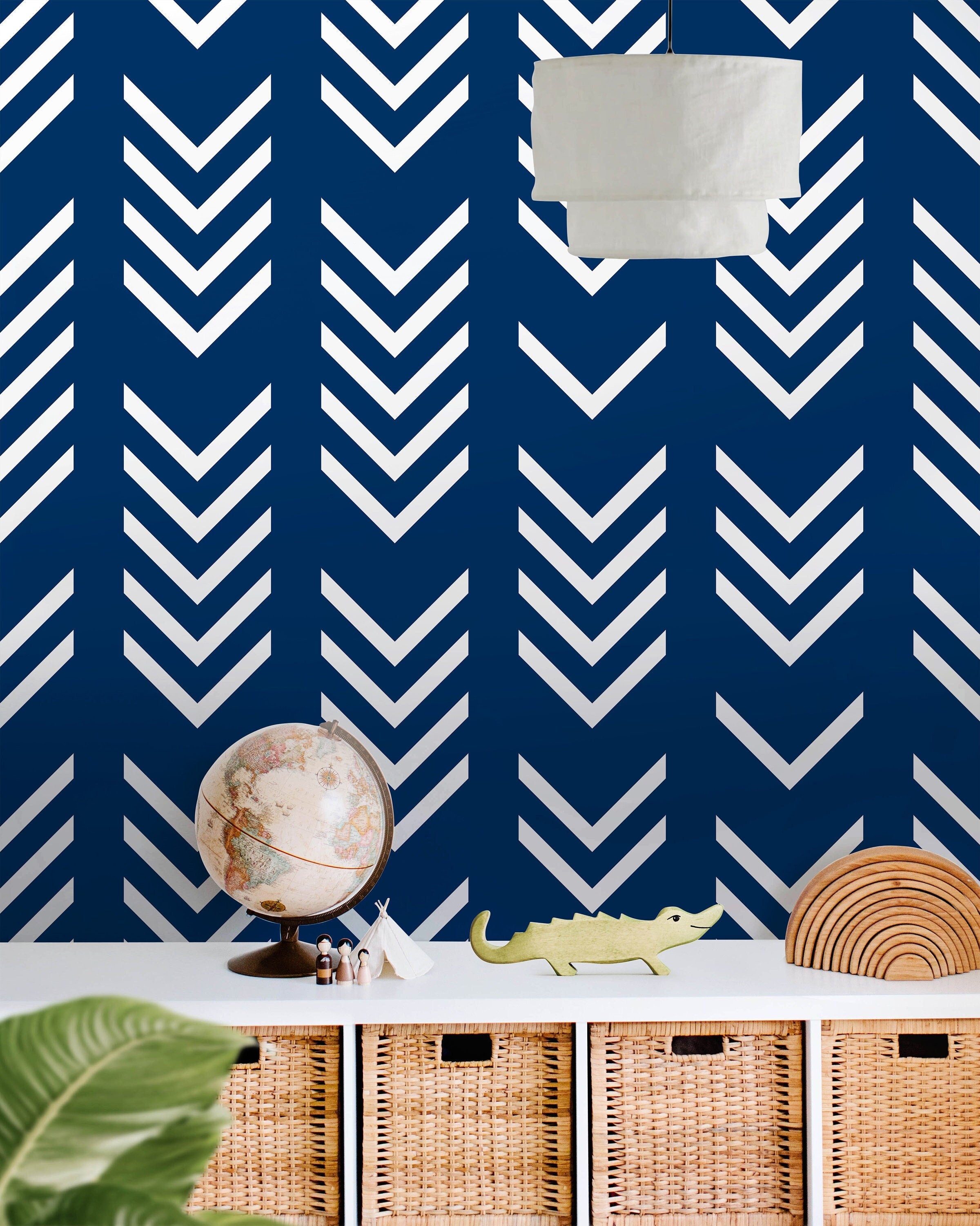 Removable Navy Chevron Wallpaper | Boys Nursery Wallpaper | Kids Wallpaper | Childrens Wallpaper | Peel Stick Wallpaper | Boys Room | 518 - James And Colors