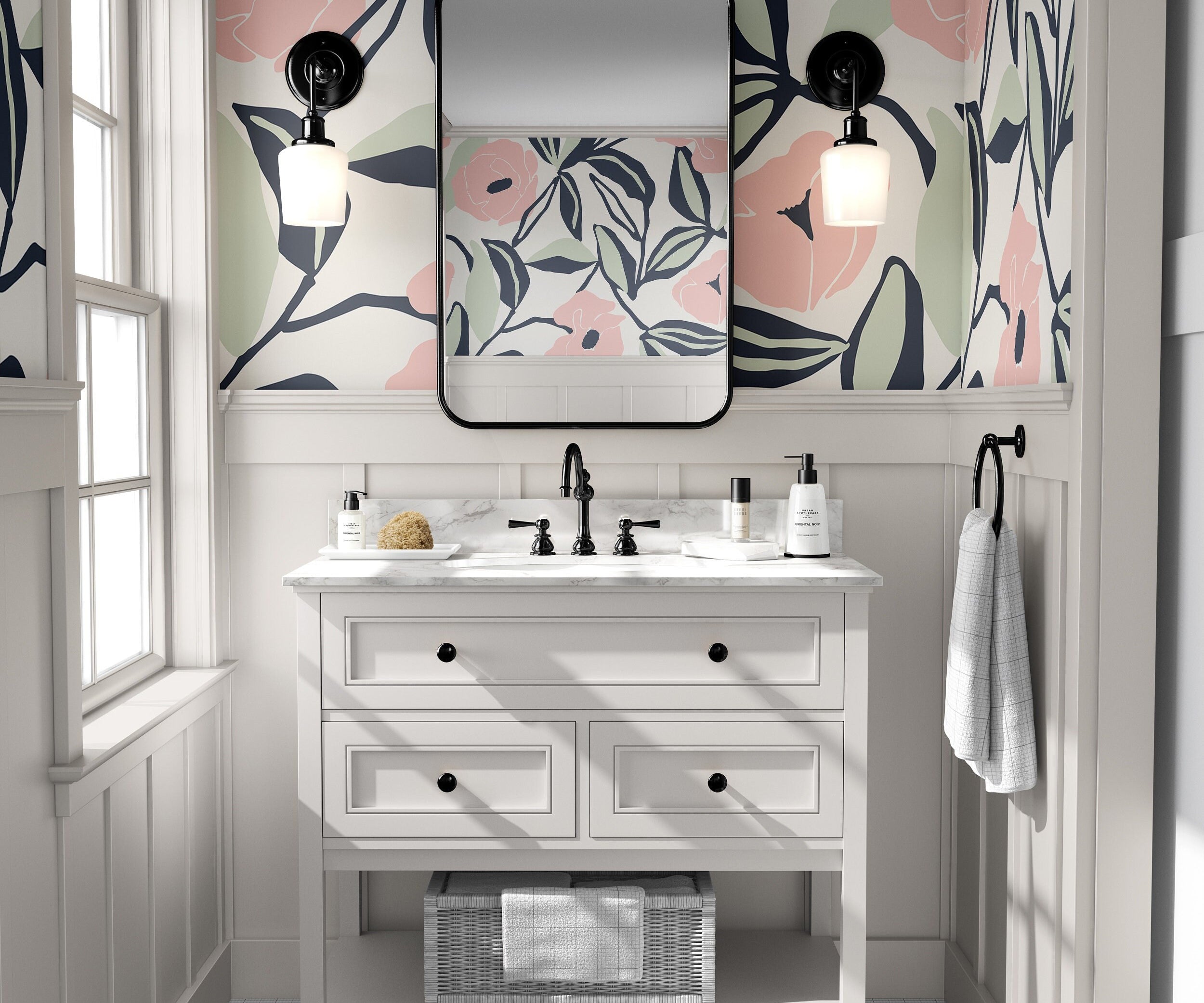 Wallpaper Peel and Stick Wallpaper Large Pink Floral Vintage Removable Wallpaper Wall Decor Home Decor Wall Art Room Decor 480