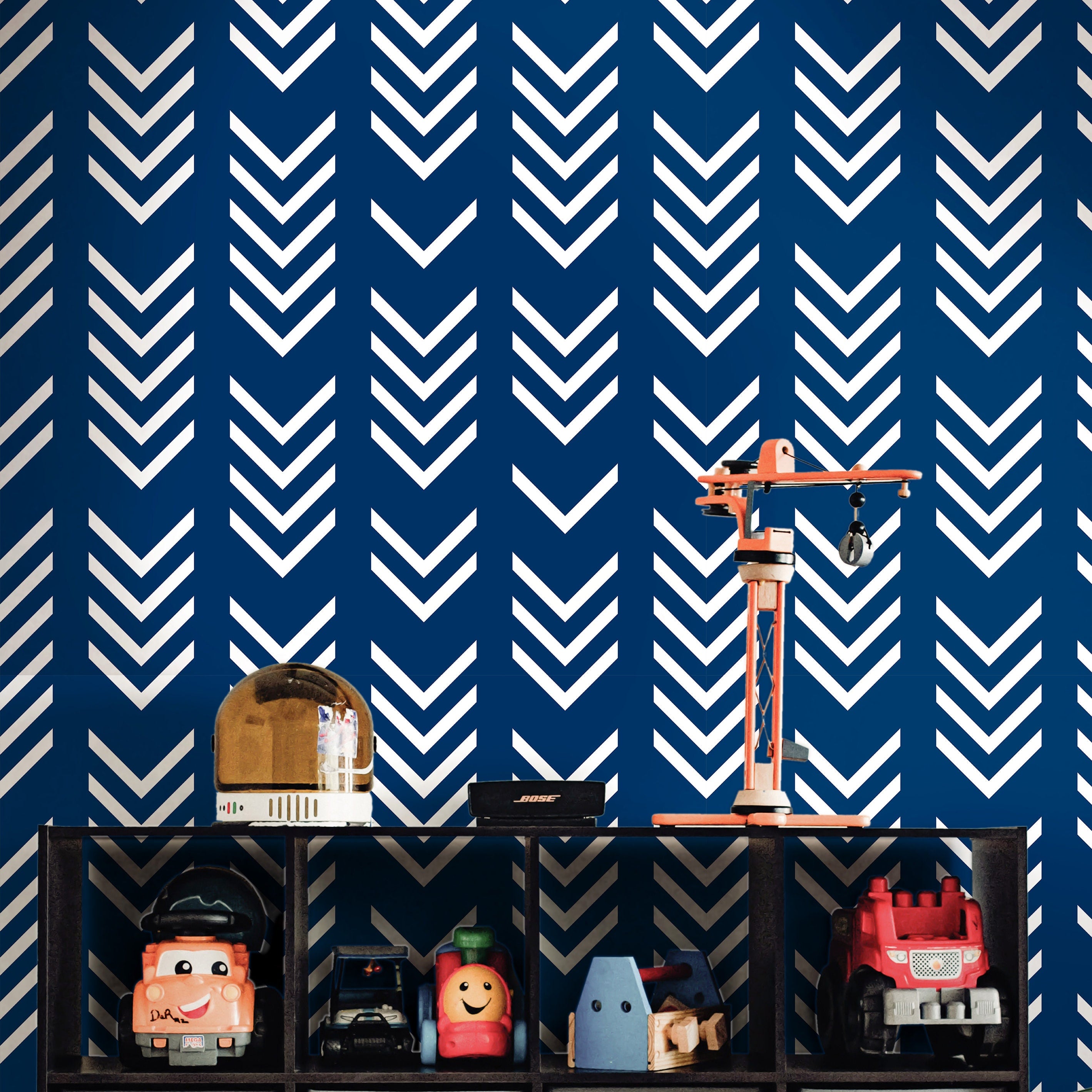 Removable Navy Chevron Wallpaper | Boys Nursery Wallpaper | Kids Wallpaper | Childrens Wallpaper | Peel Stick Wallpaper | Boys Room | 518 - James And Colors