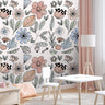 Watercolor Floral Wallpaper | Girls Nursery Wallpaper | Kids Wallpaper | Childrens Wallpaper | Peel Stick Removable Wallpaper | 498