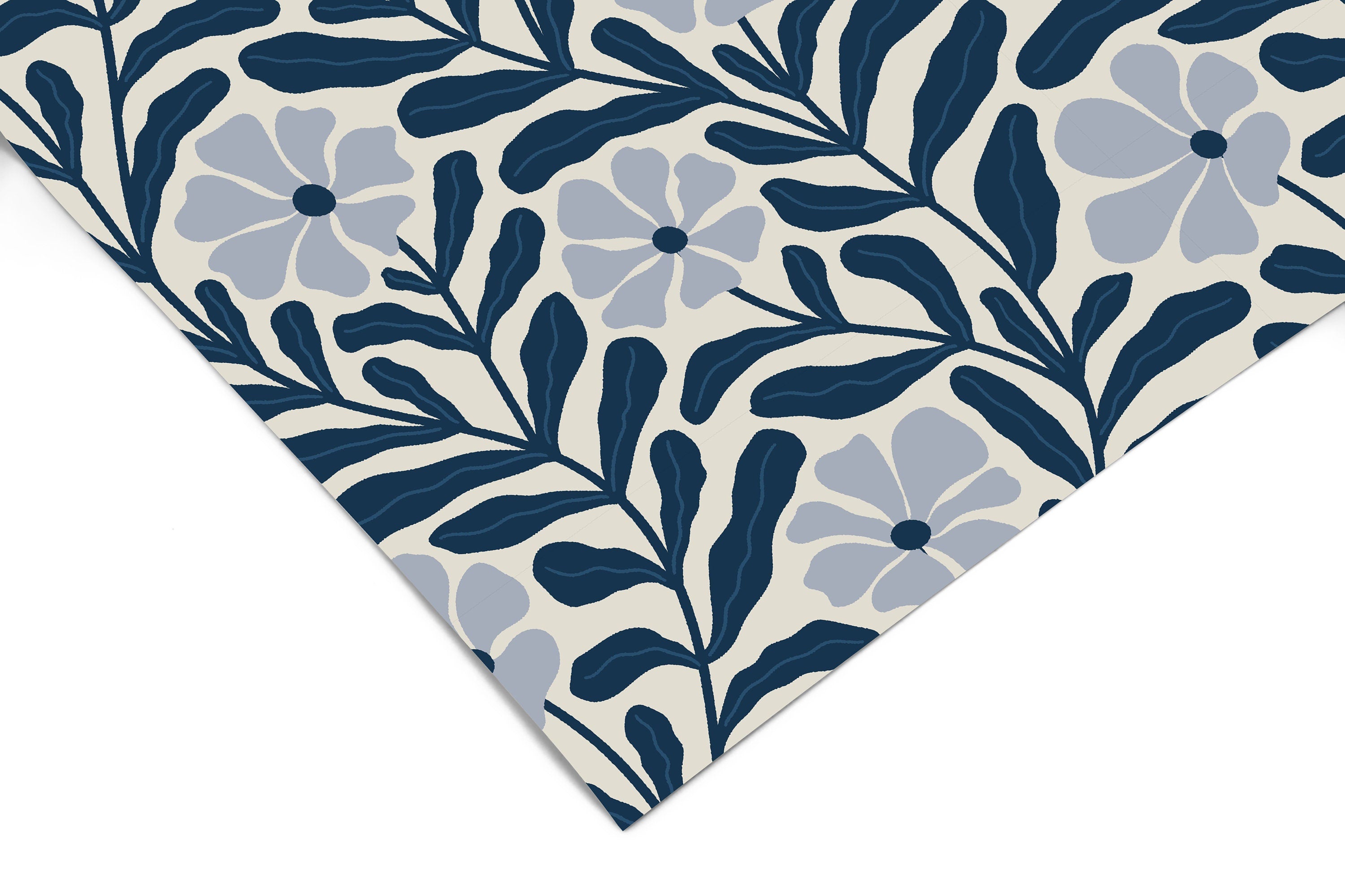 Navy Nature | Two-Toned Floral Removable Contact Paper for Shelves
