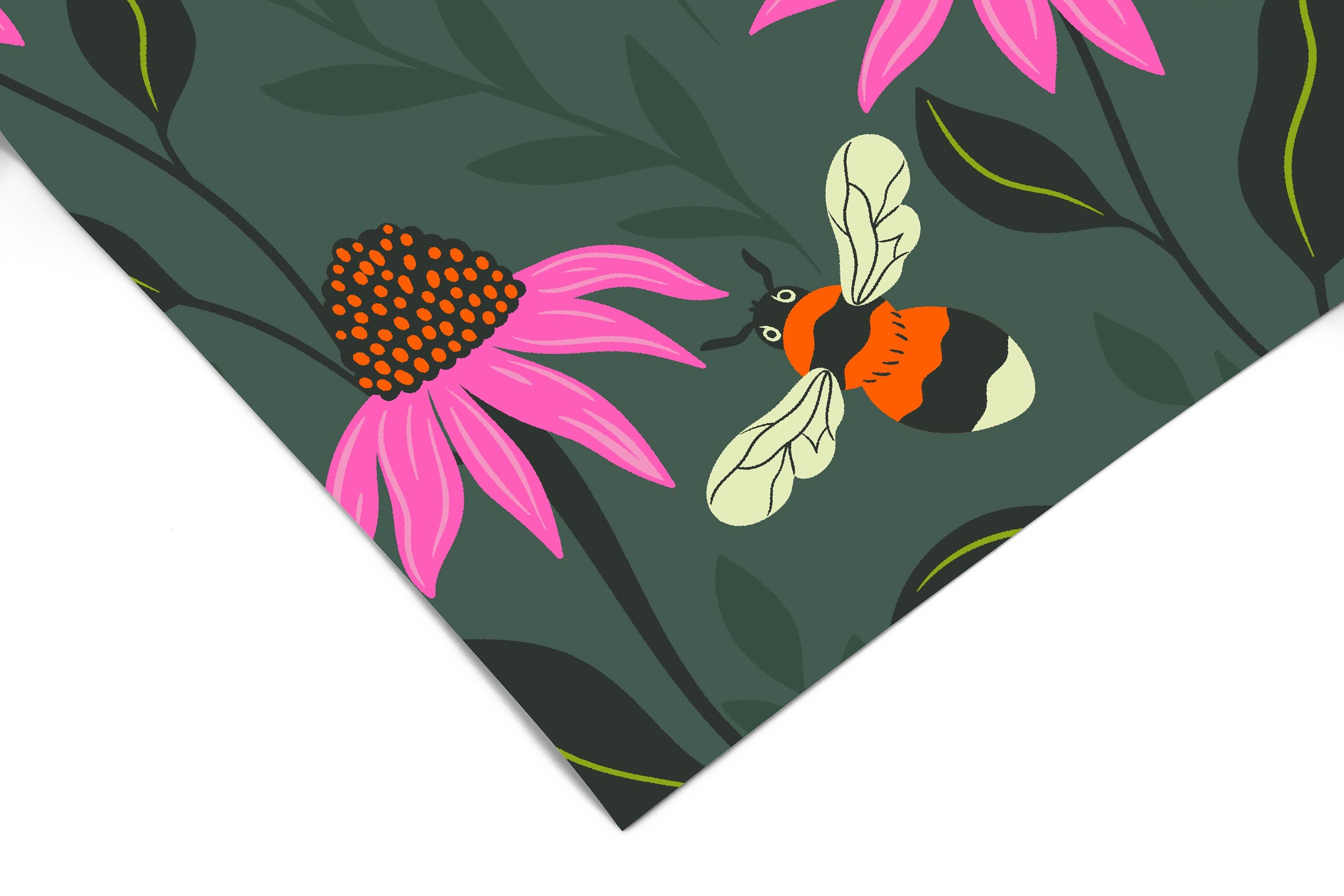 Green Floral Bee Forest Wallpaper | Girls Nursery Wallpaper | Kids Wallpaper | Childrens Wallpaper | Peel Stick Removable Wallpaper | 581 - James And Colors