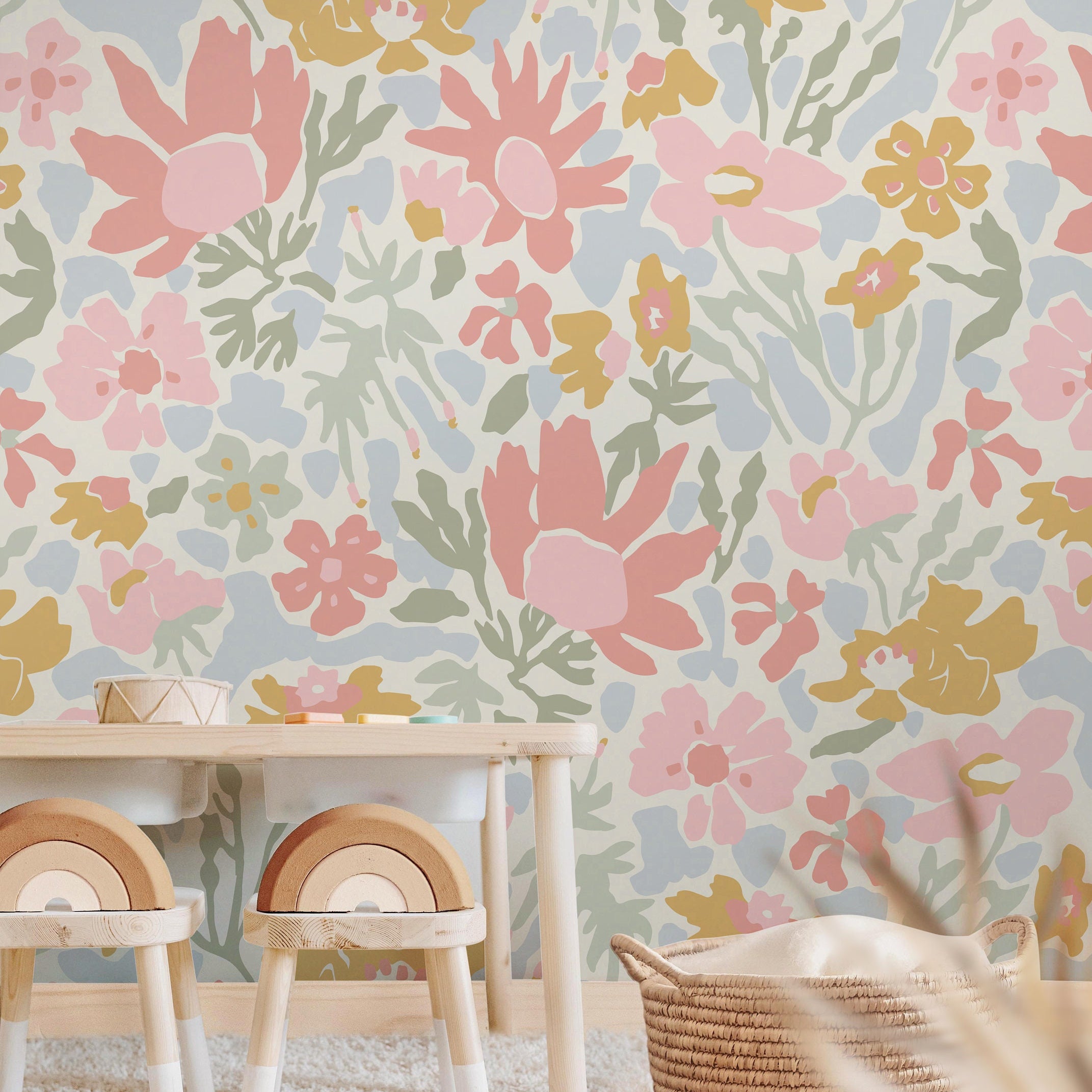 Wildflowers Wallpaper | Girls Nursery Wallpaper | Kids Wallpaper | Childrens Wallpaper | Peel Stick Wallpaper | Removable Wallpaper | 629a - James And Colors