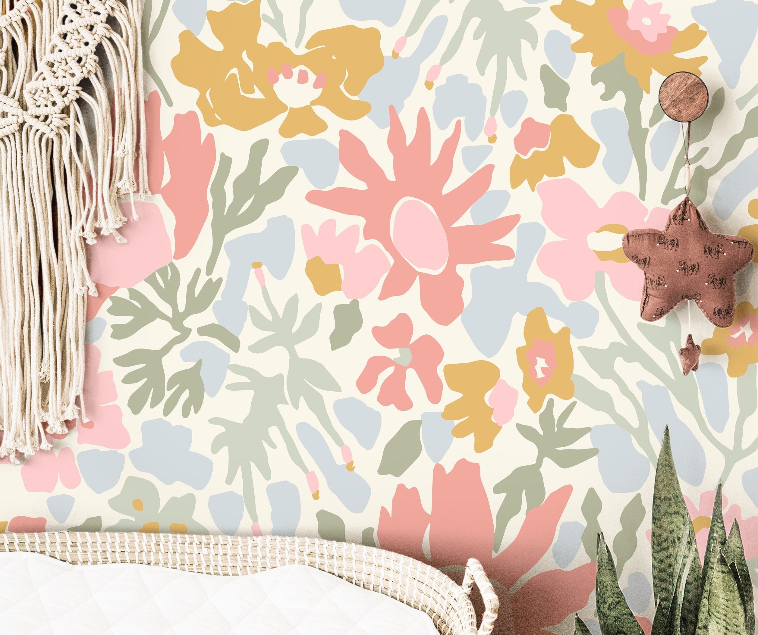 Wildflowers Wallpaper | Girls Nursery Wallpaper | Kids Wallpaper | Childrens Wallpaper | Peel Stick Wallpaper | Removable Wallpaper | 629a - James And Colors