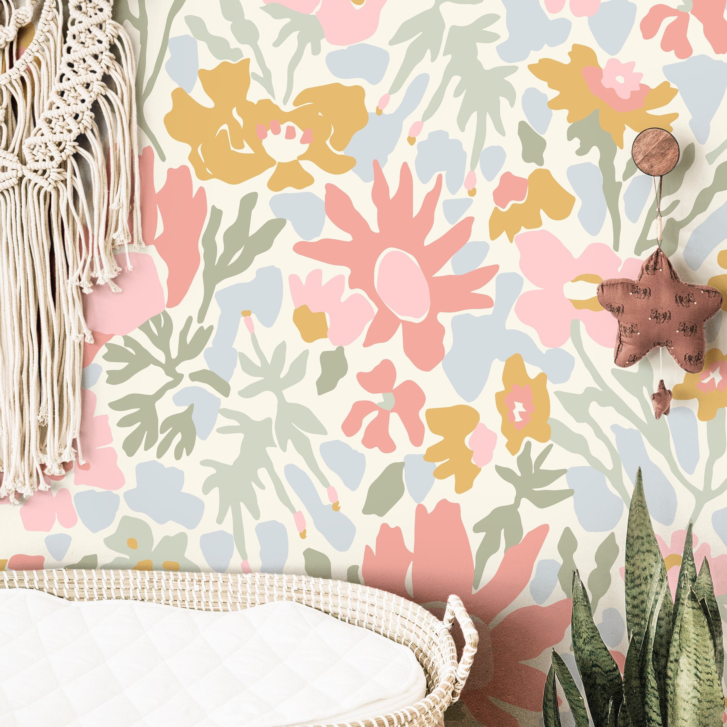 Wildflowers Wallpaper | Girls Nursery Wallpaper | Kids Wallpaper | Childrens Wallpaper | Peel Stick Wallpaper | Removable Wallpaper | 629a - James And Colors