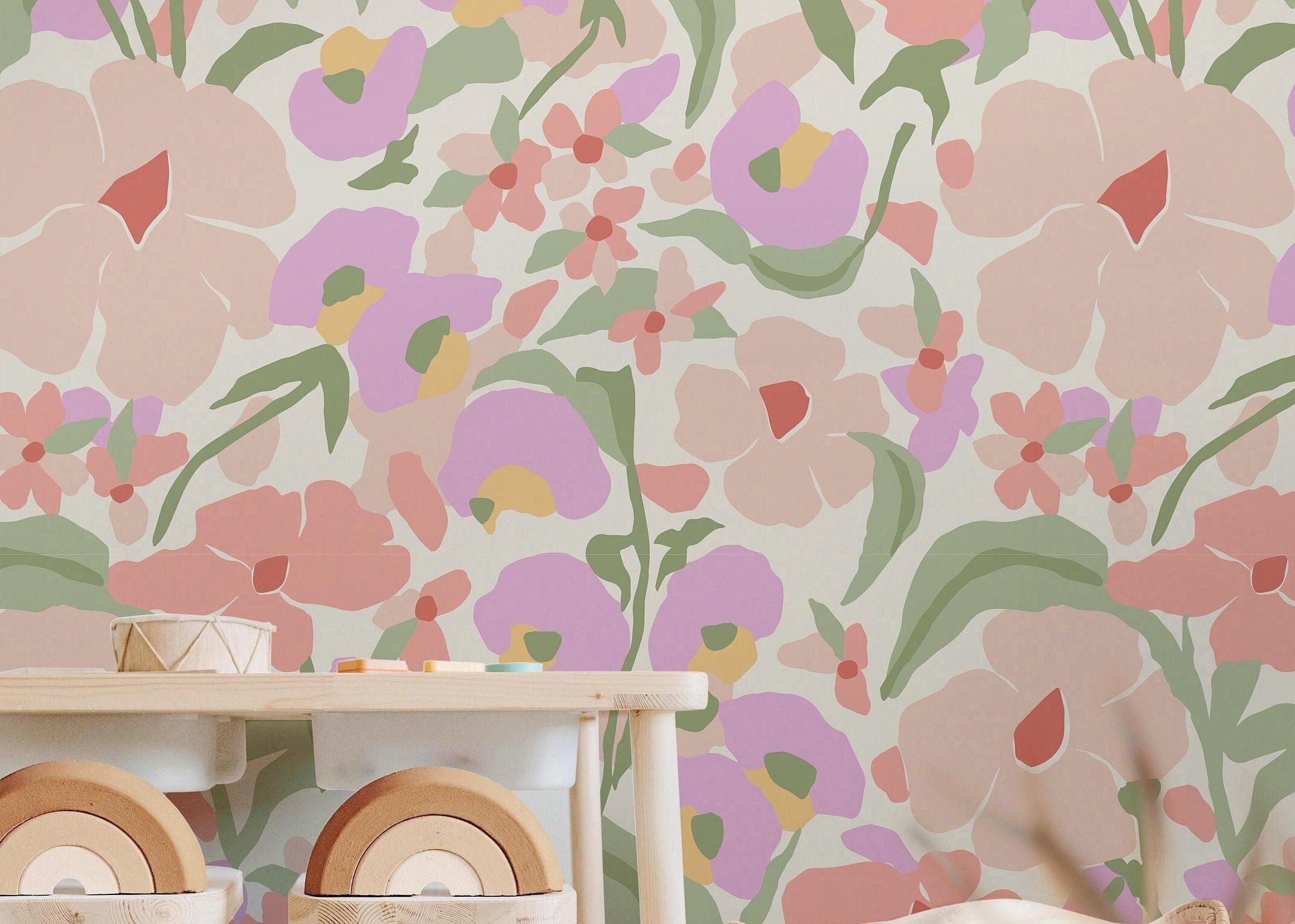 Wildflowers Wallpaper | Girls Nursery Wallpaper | Kids Wallpaper | Childrens Wallpaper | Peel Stick Wallpaper | Removable Wallpaper | 628a - James And Colors