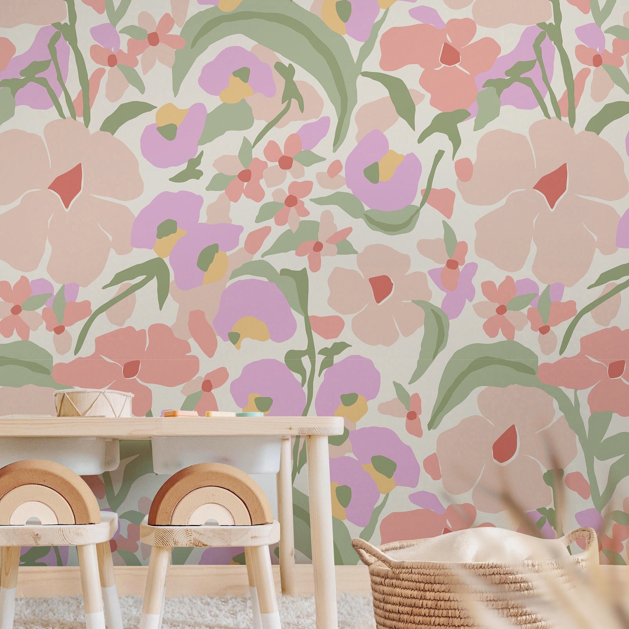 Wildflowers Wallpaper | Girls Nursery Wallpaper | Kids Wallpaper | Childrens Wallpaper | Peel Stick Wallpaper | Removable Wallpaper | 628a - James And Colors