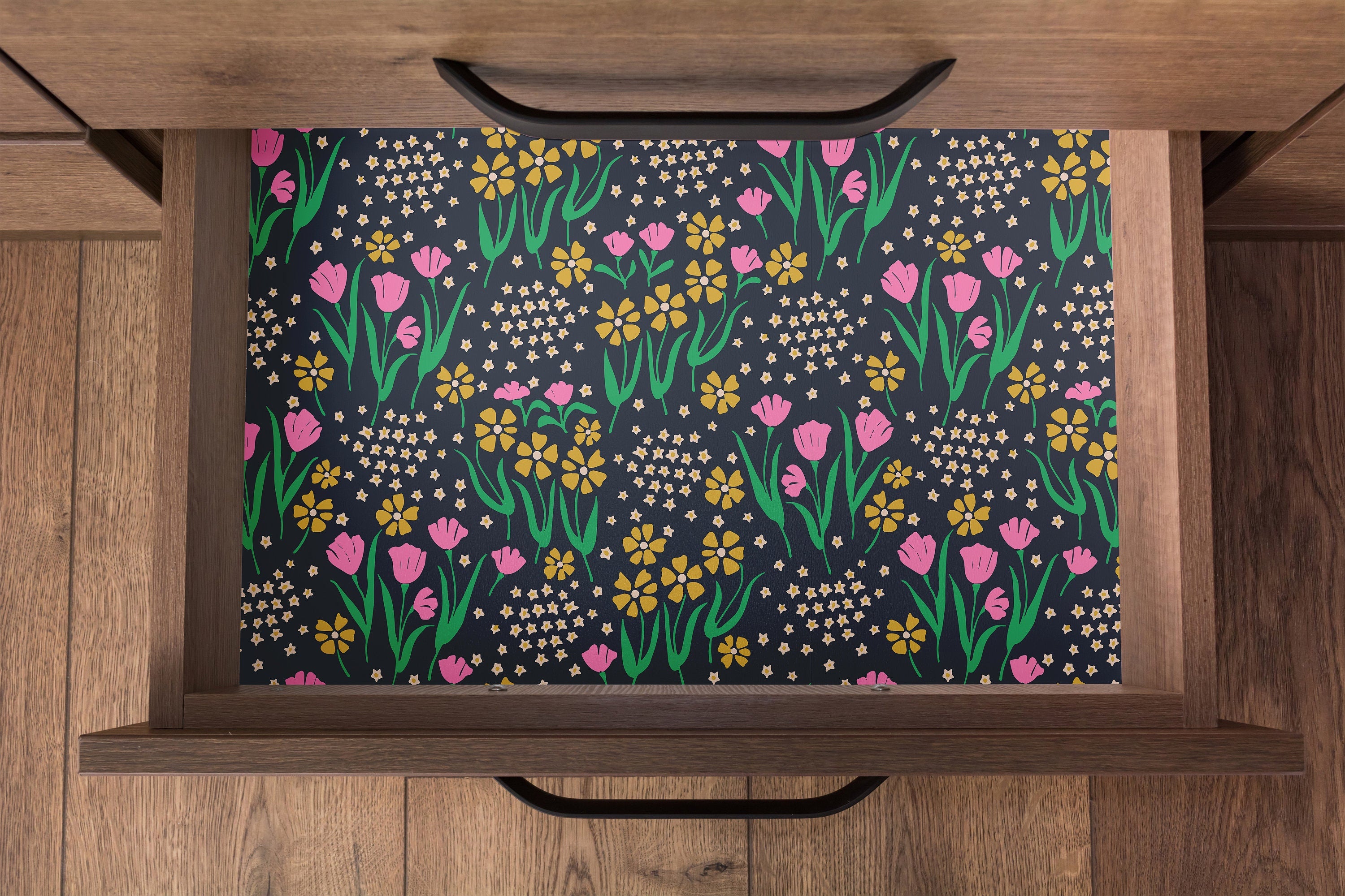 Dark Floral Garden Contact Paper | Peel And Stick Wallpaper | Removable Wallpaper | Shelf Liner | Drawer Liner | Peel and Stick Paper 1562