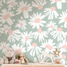 Mint and Pink Floral Wallpaper | Girls Nursery Wallpaper | Kids Wallpaper | Childrens Wallpaper | Peel Stick Removable Wallpaper | 625a - James And Colors