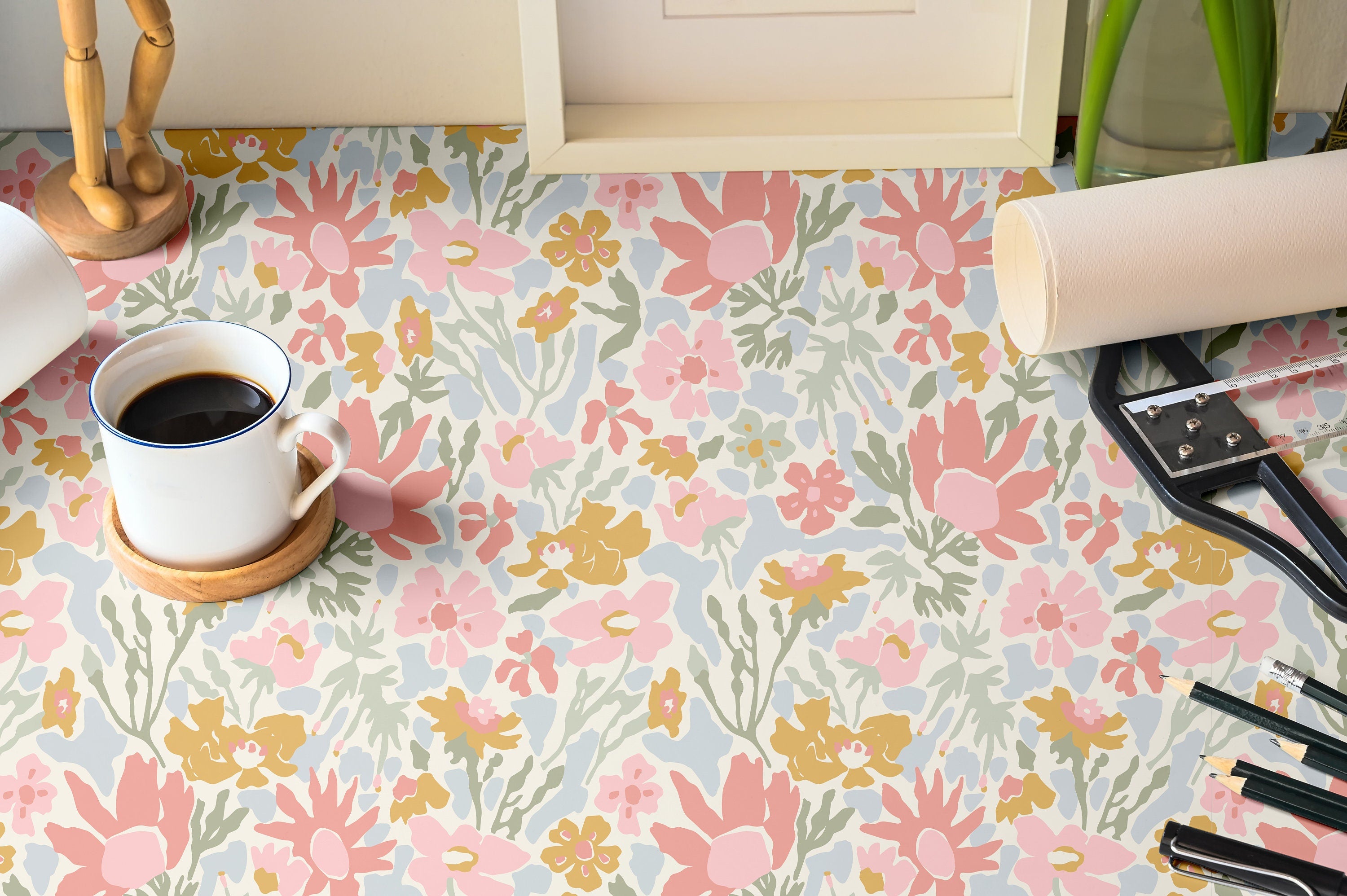 Colorful Canopy | Pastel Floral Removable Contact Paper for Shelves, Cabinets, Walls, DIY Home Decor 1563