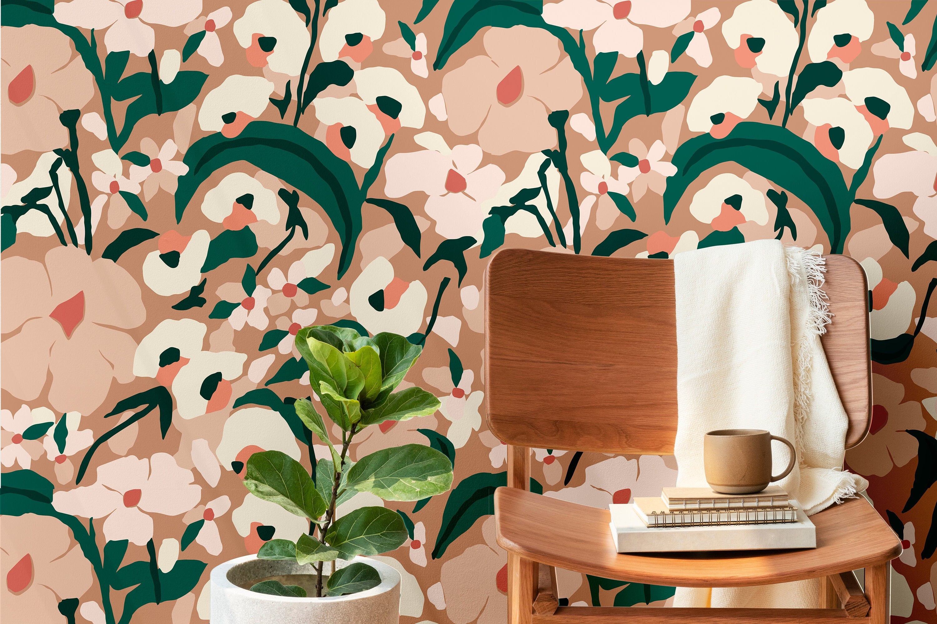 Wallpaper Peel and Stick Wallpaper Large Floral Abstract Removable Wallpaper Wall Decor Home Decor Wall Art Room Decor 631a - James And Colors