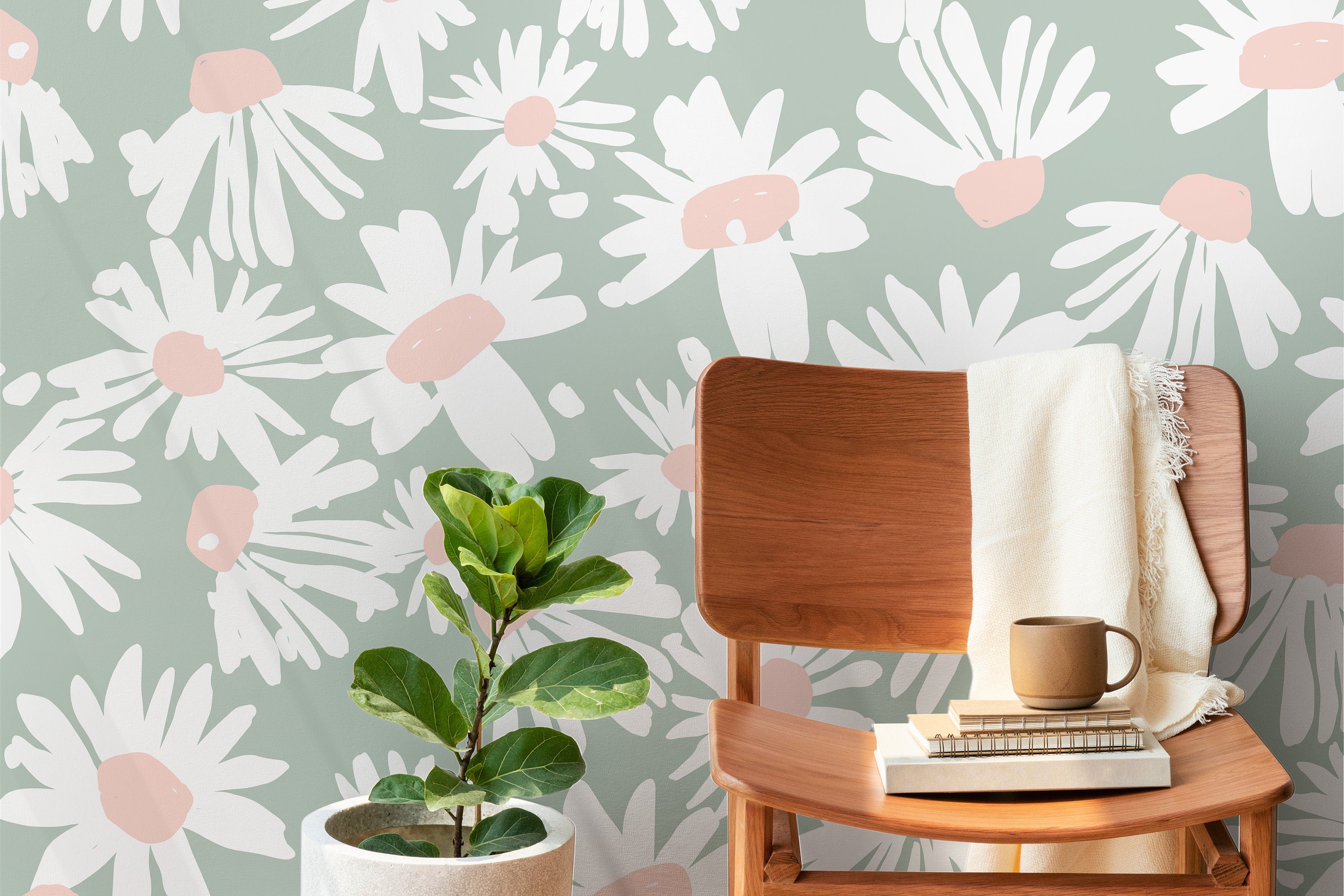 Wallpaper Peel and Stick Wallpaper Large Pastel Floral Removable Wallpaper Wall Decor Home Decor Wall Art Room Decor 606a - James And Colors