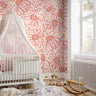 Large Pink Floral Wallpaper | Girls Nursery Wallpaper | Kids Wallpaper | Childrens Wallpaper | Peel Stick Removable Wallpaper | 626a - James And Colors