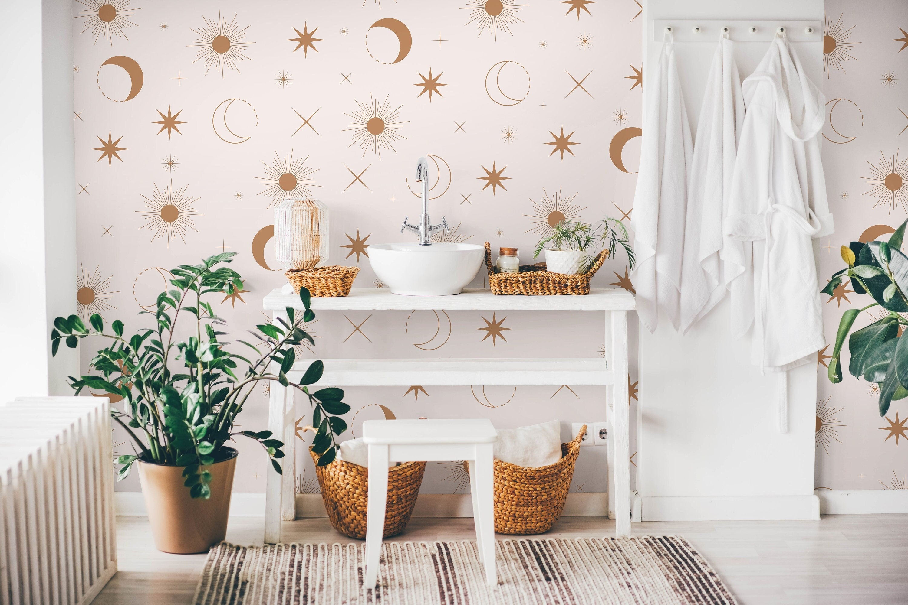 Mystic Sun Moon Wallpaper Peel and Stick Wallpaper Removable Wallpaper Wall Decor Home Decor Wall Art Printable Wall Art Room Decor 653 - James And Colors