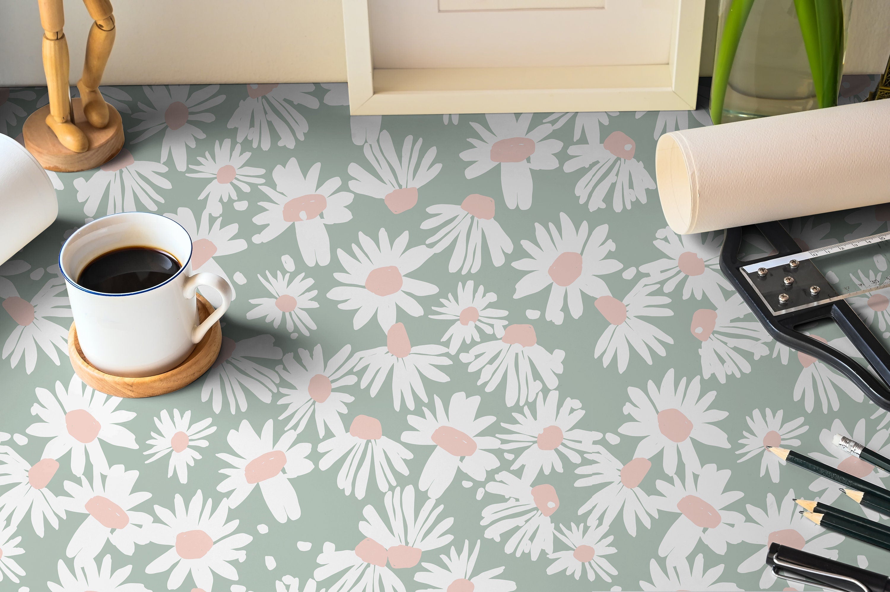Daisy Daydreams | Muted Floral Removable Contact Paper for Shelves, Cabinets, Walls, DIY Home Decor 1566