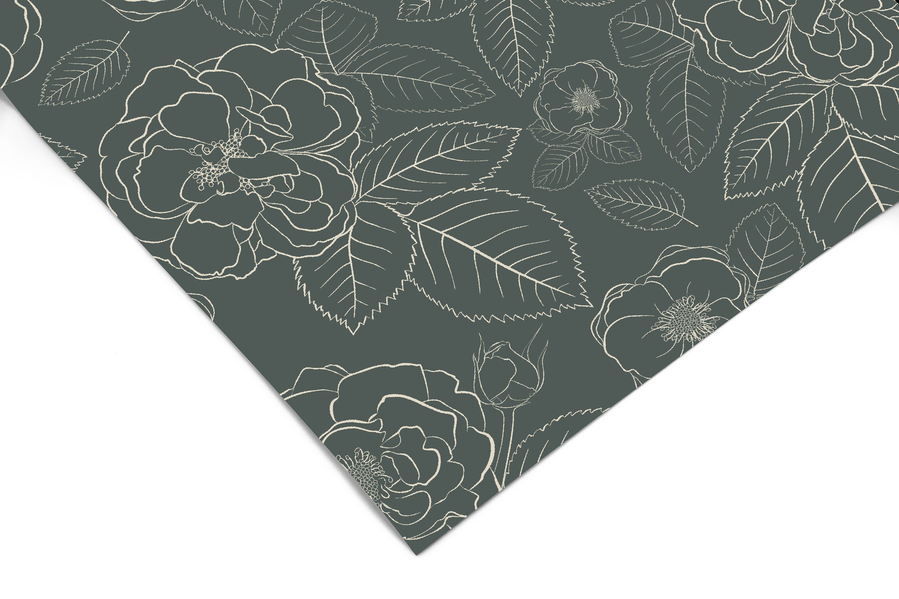 Wallpaper Peel and Stick Wallpaper Dark Green Floral Outline Removable Wallpaper Wall Decor Home Decor Wall Art Room Decor 649 - James And Colors