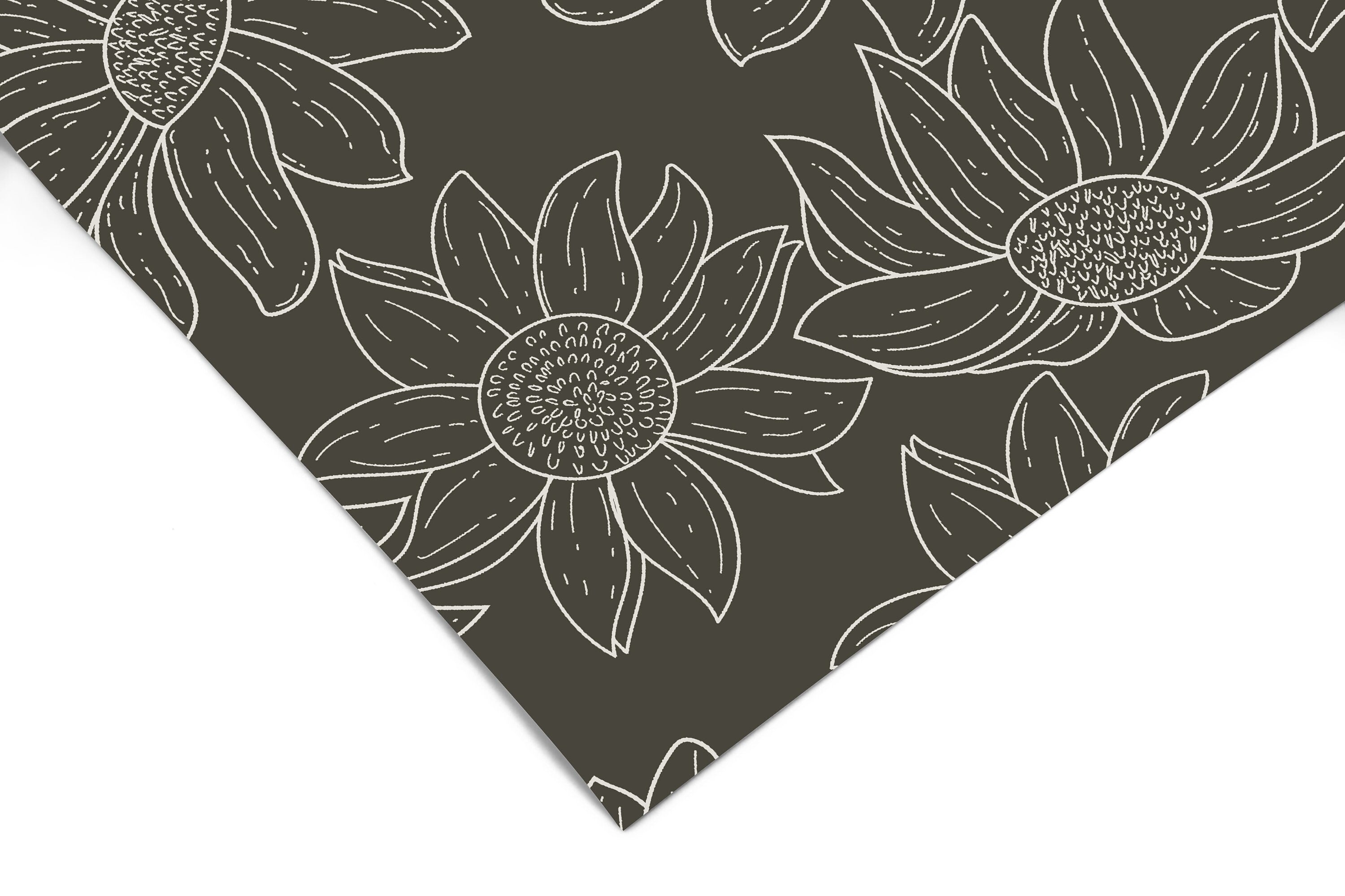 Wallpaper Peel and Stick Wallpaper Charcoal Floral Outline Removable Wallpaper Wall Decor Home Decor Wall Art Room Decor 651 - James And Colors