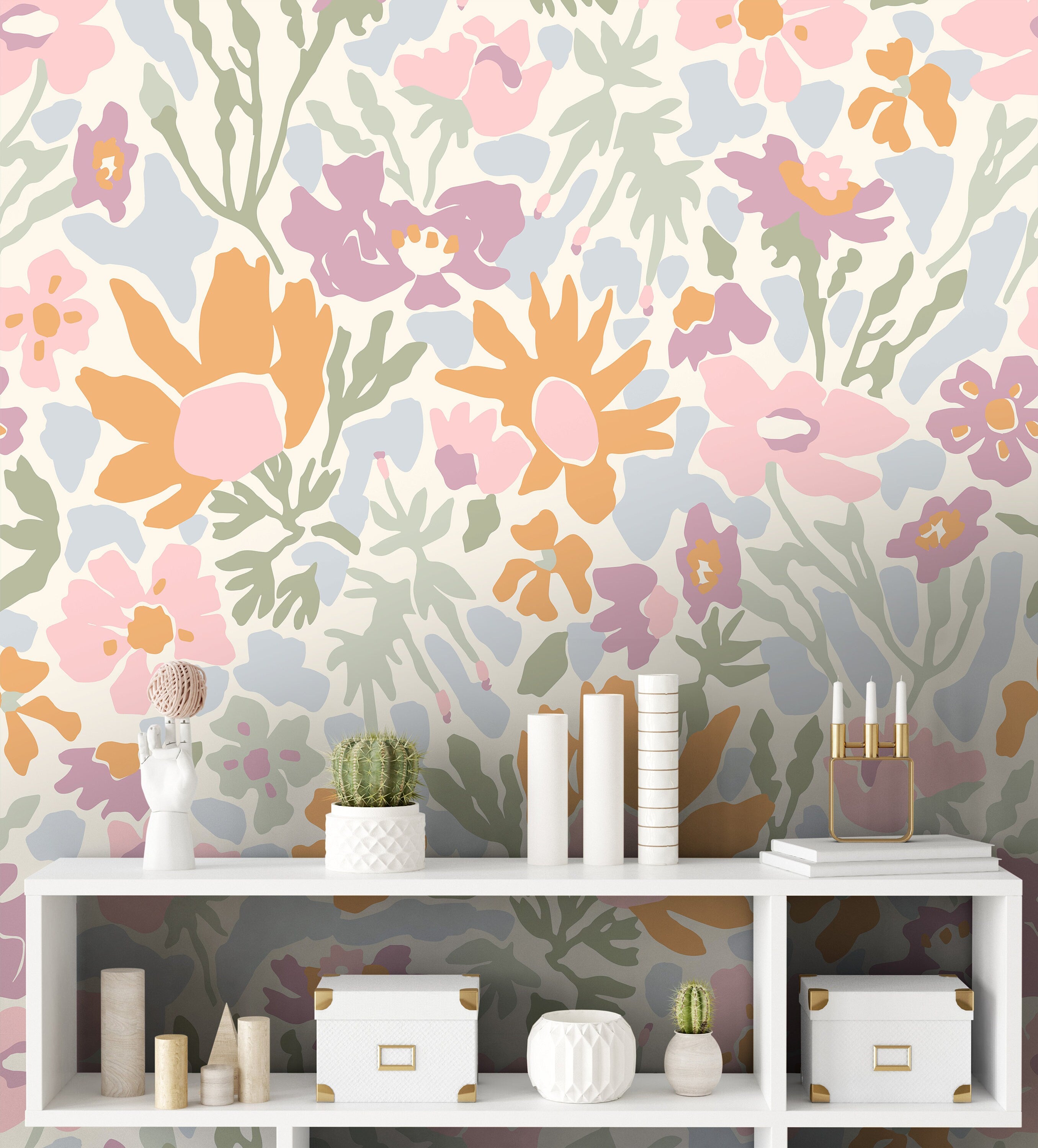 Wallpaper Peel and Stick Wallpaper Pastel Abstract Light Floral Remova