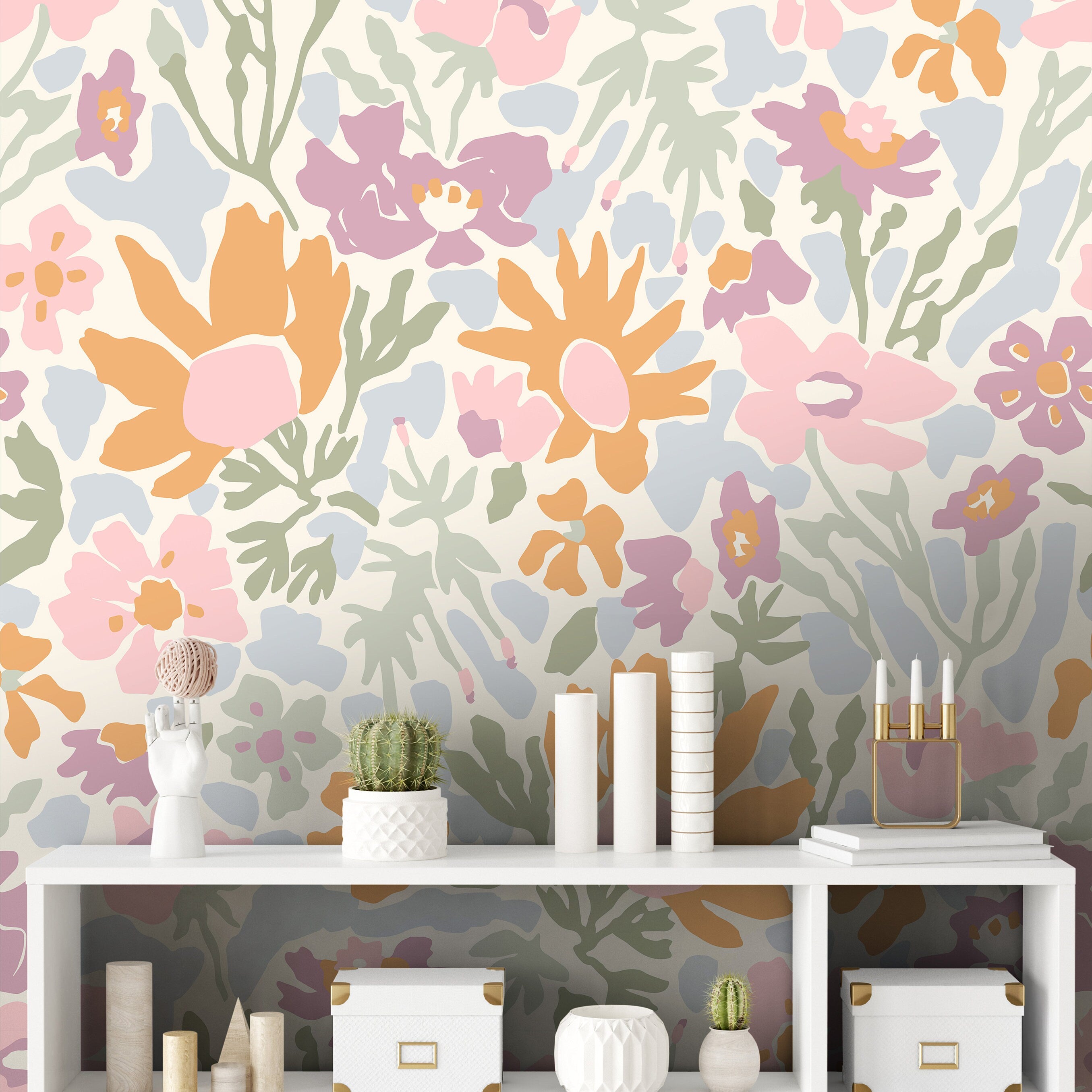 Wallpaper Peel and Stick Wallpaper Pastel Abstract Light Floral Removable Wallpaper Wall Decor Home Decor Wall Art Room Decor 669 - James And Colors