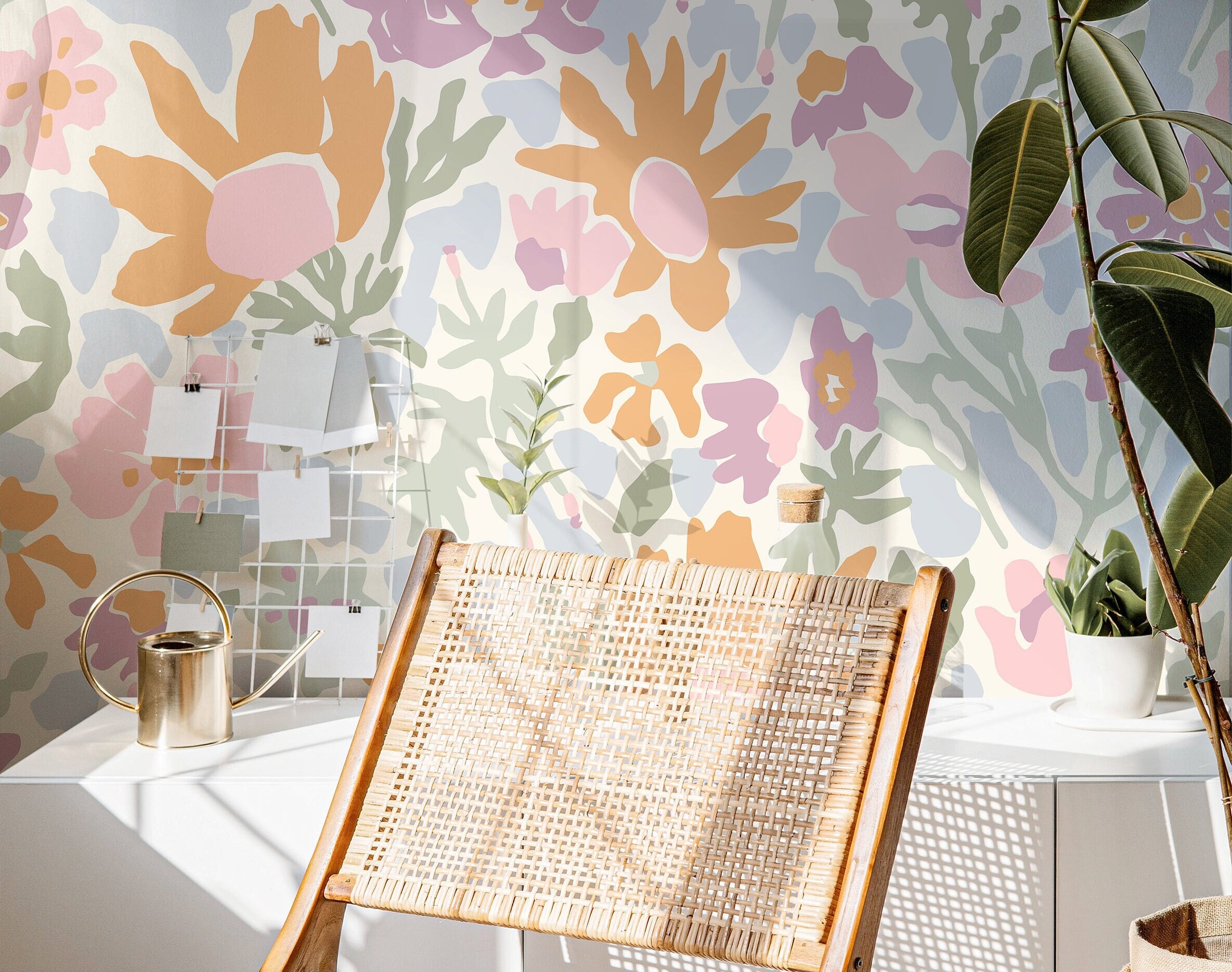 Wallpaper Peel and Stick Wallpaper Pastel Abstract Light Floral Removable Wallpaper Wall Decor Home Decor Wall Art Room Decor 669 - James And Colors