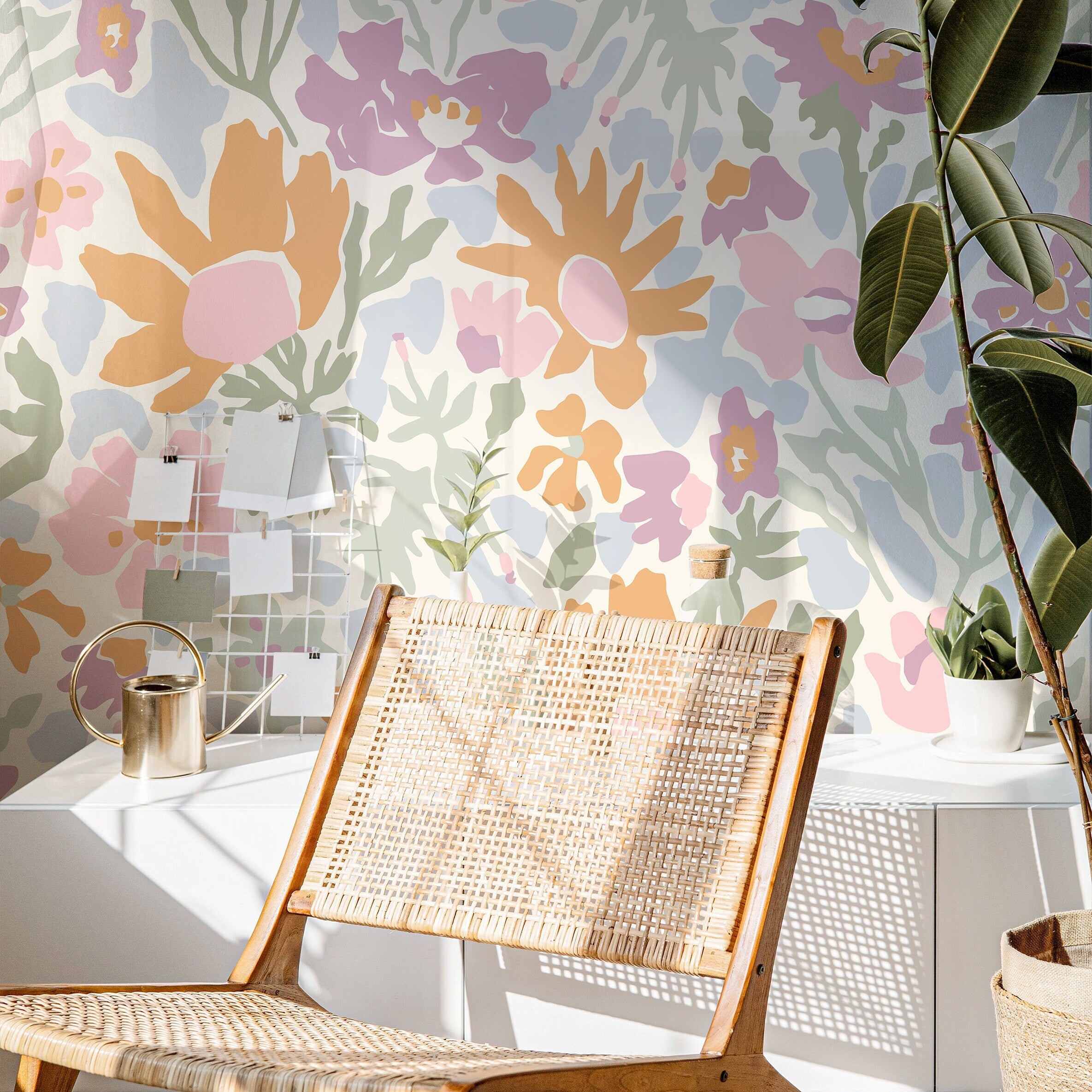 Wallpaper Peel and Stick Wallpaper Pastel Abstract Light Floral Removable Wallpaper Wall Decor Home Decor Wall Art Room Decor 669 - James And Colors