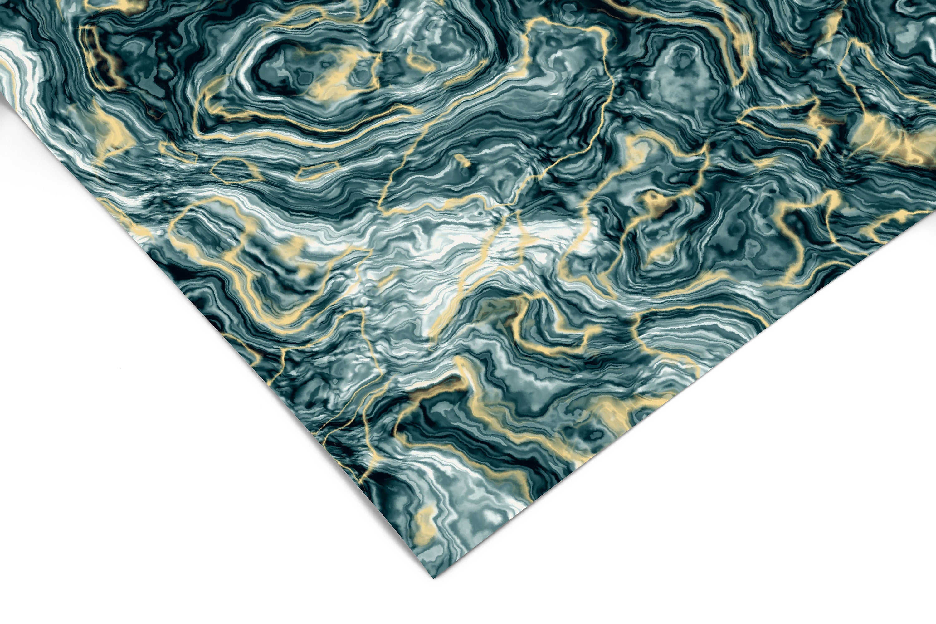 Magnificent Malachite | Gold Swirl Agate Removable Countertop Film for Bathrooms, Kitchens, Bars, Tables, DIY Home Decor 37 - James And Colors