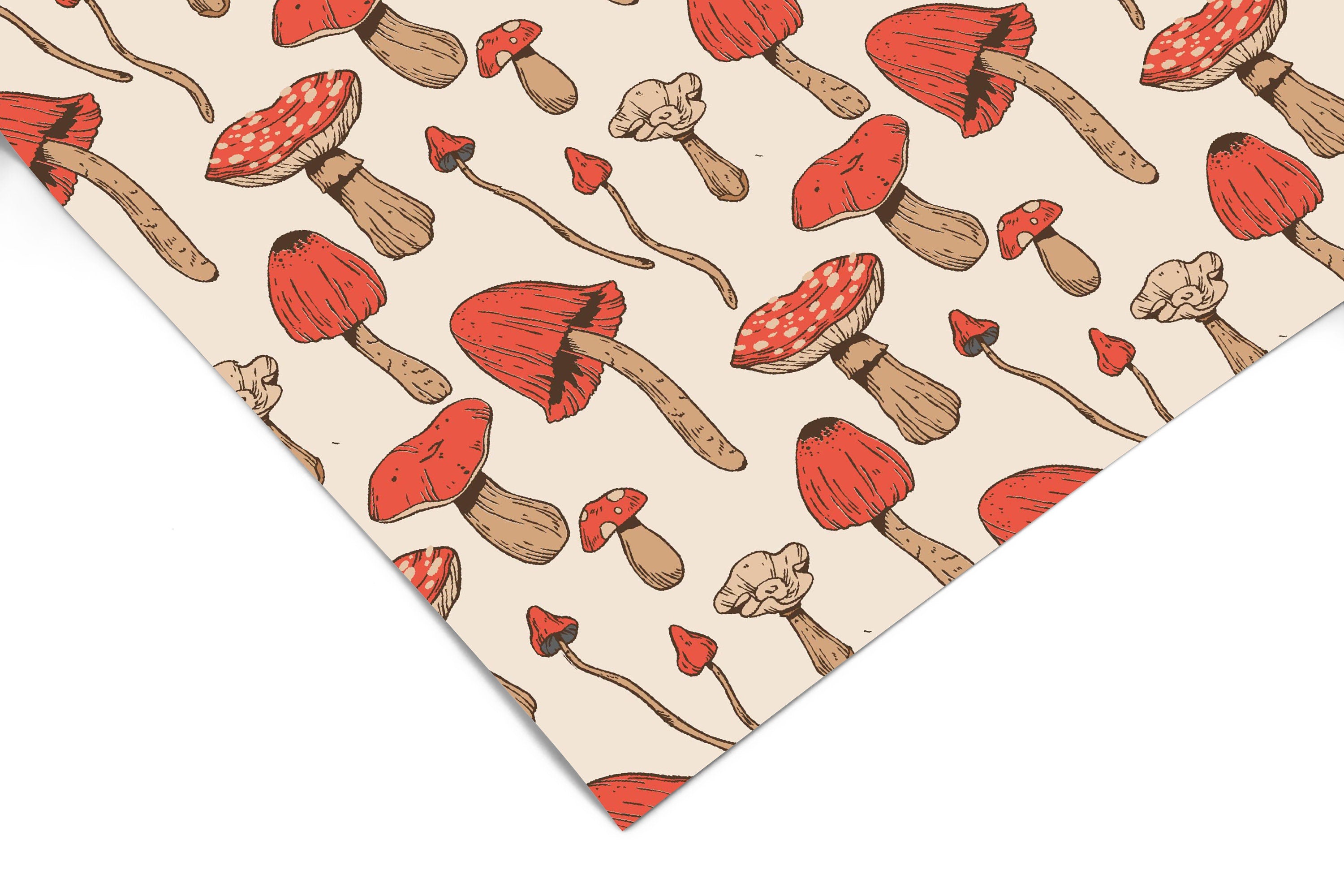 Spore & Whimsy | Vintage Mushrooms Contact Paper | Peel And Stick Wallpaper | Removable Wallpaper | Shelf Liner | Drawer Liner | Peel and Stick Paper 1642 - James And Colors