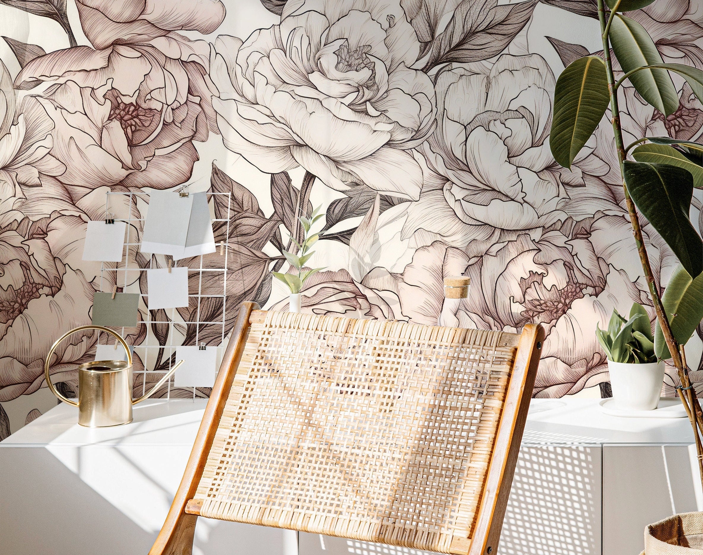 Wallpaper Peel and Stick Wallpaper Cream Vintage Floral Garden Petals Removable Wallpaper Wall Decor Home Decor Wall Art Room Decor 684 - James And Colors
