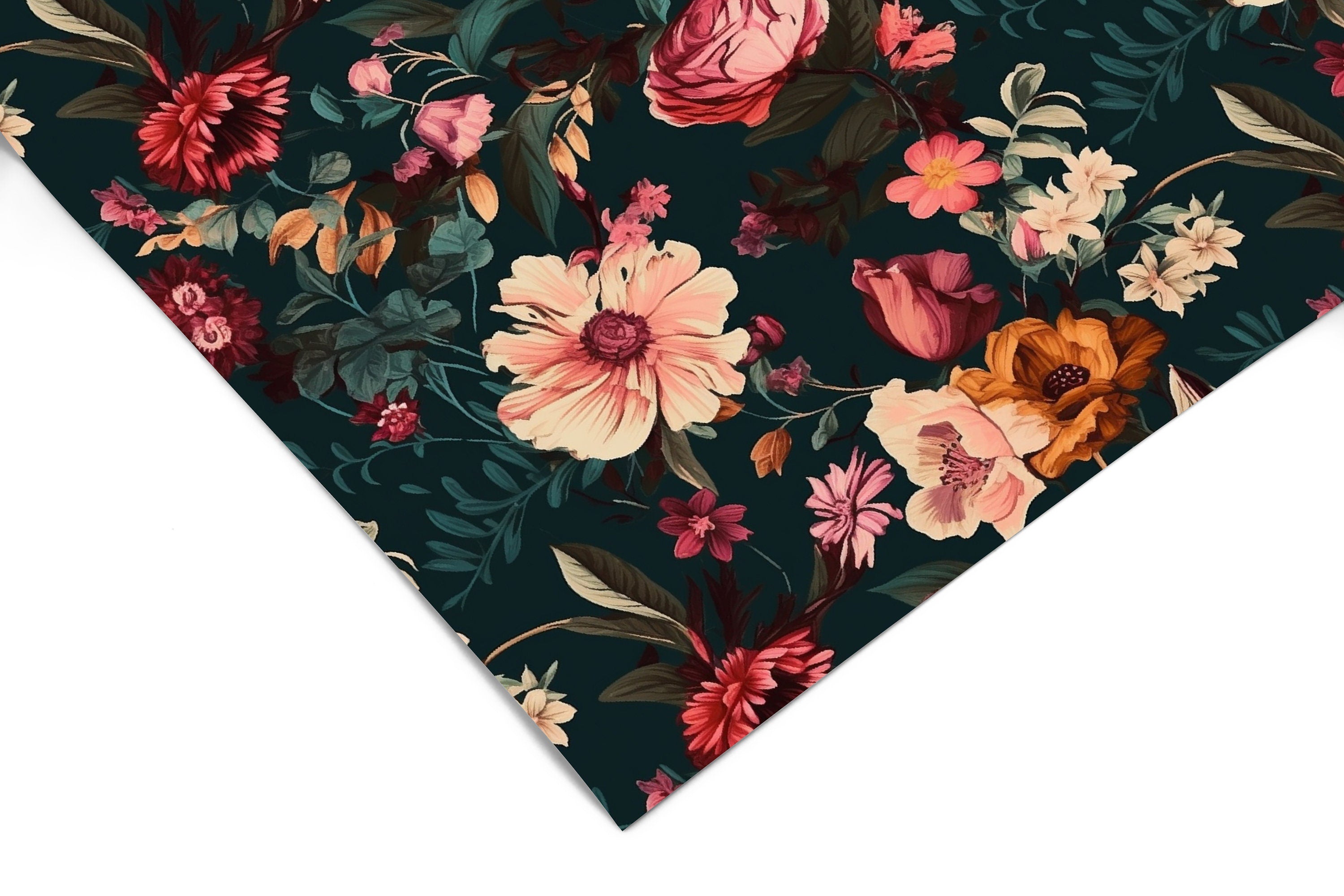 Botanical Blackout | Moody Floral Removable Contact Paper for Shelves, Cabinets, Walls, DIY Home Decor 1648