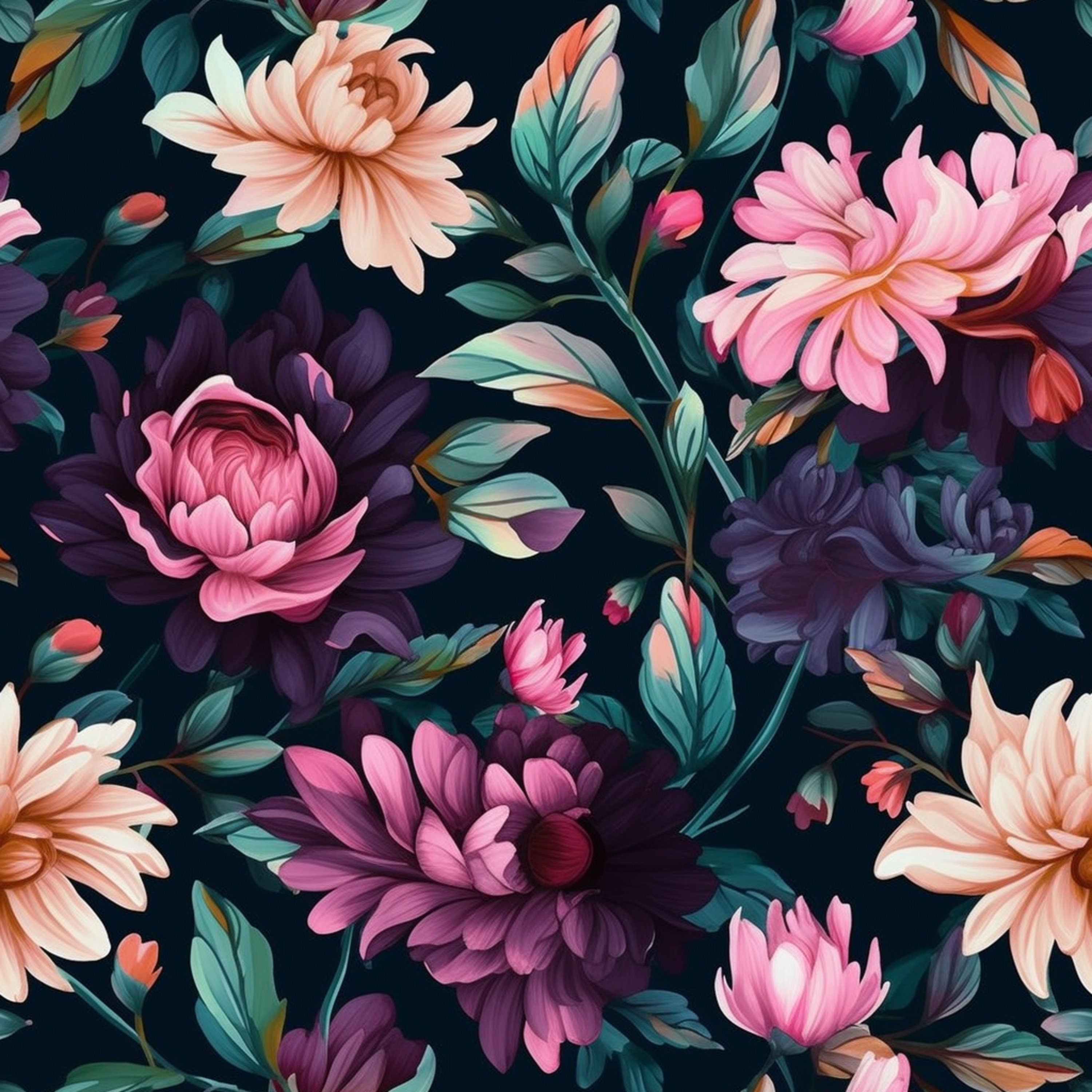 Dusky Dahlia | Moody Floral Removable Contact Paper for Shelves, Cabinets, Walls, DIY Home Decor 1649