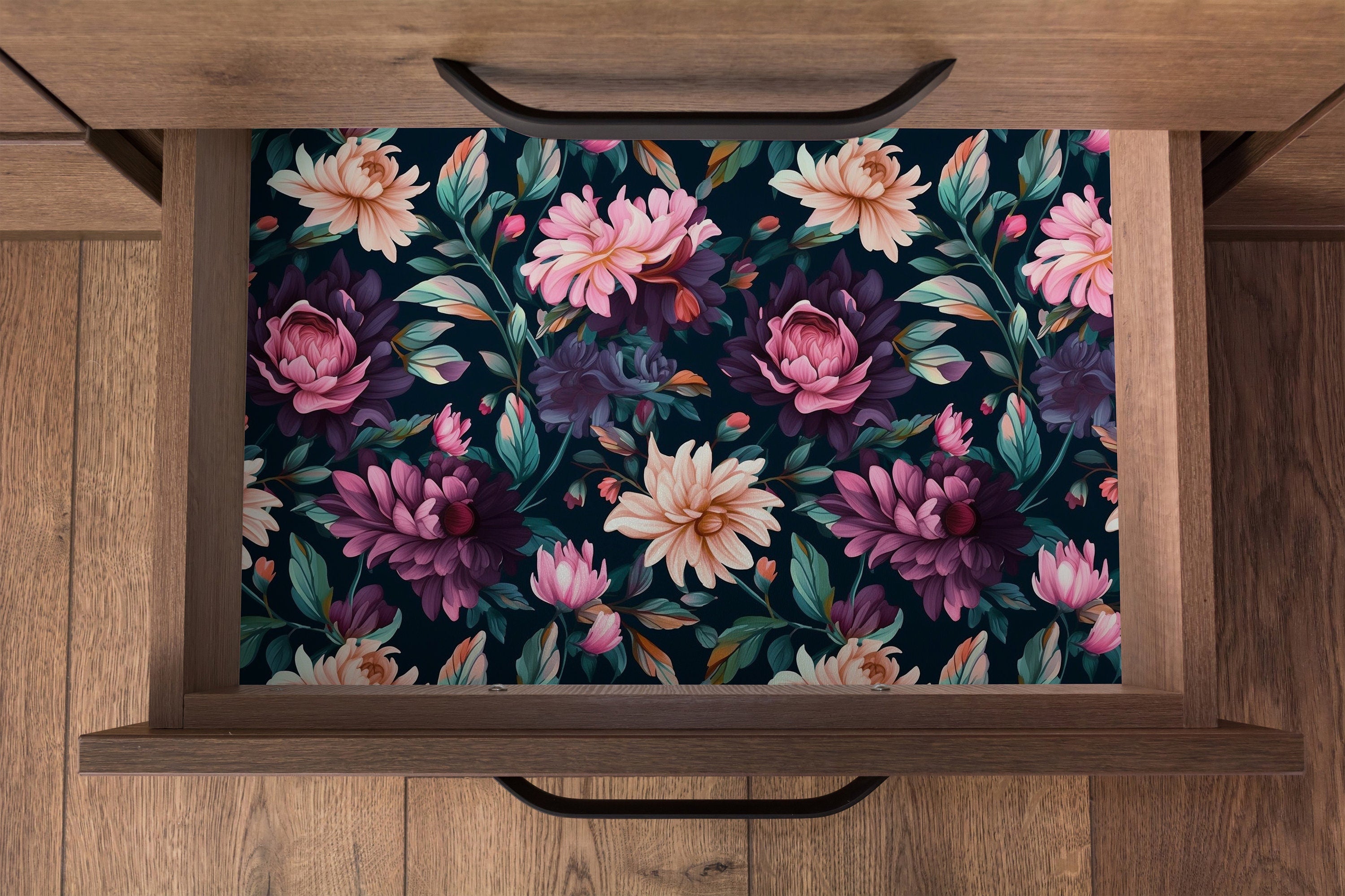 Dusky Dahlia | Moody Floral Removable Contact Paper for Shelves, Cabinets, Walls, DIY Home Decor 1649