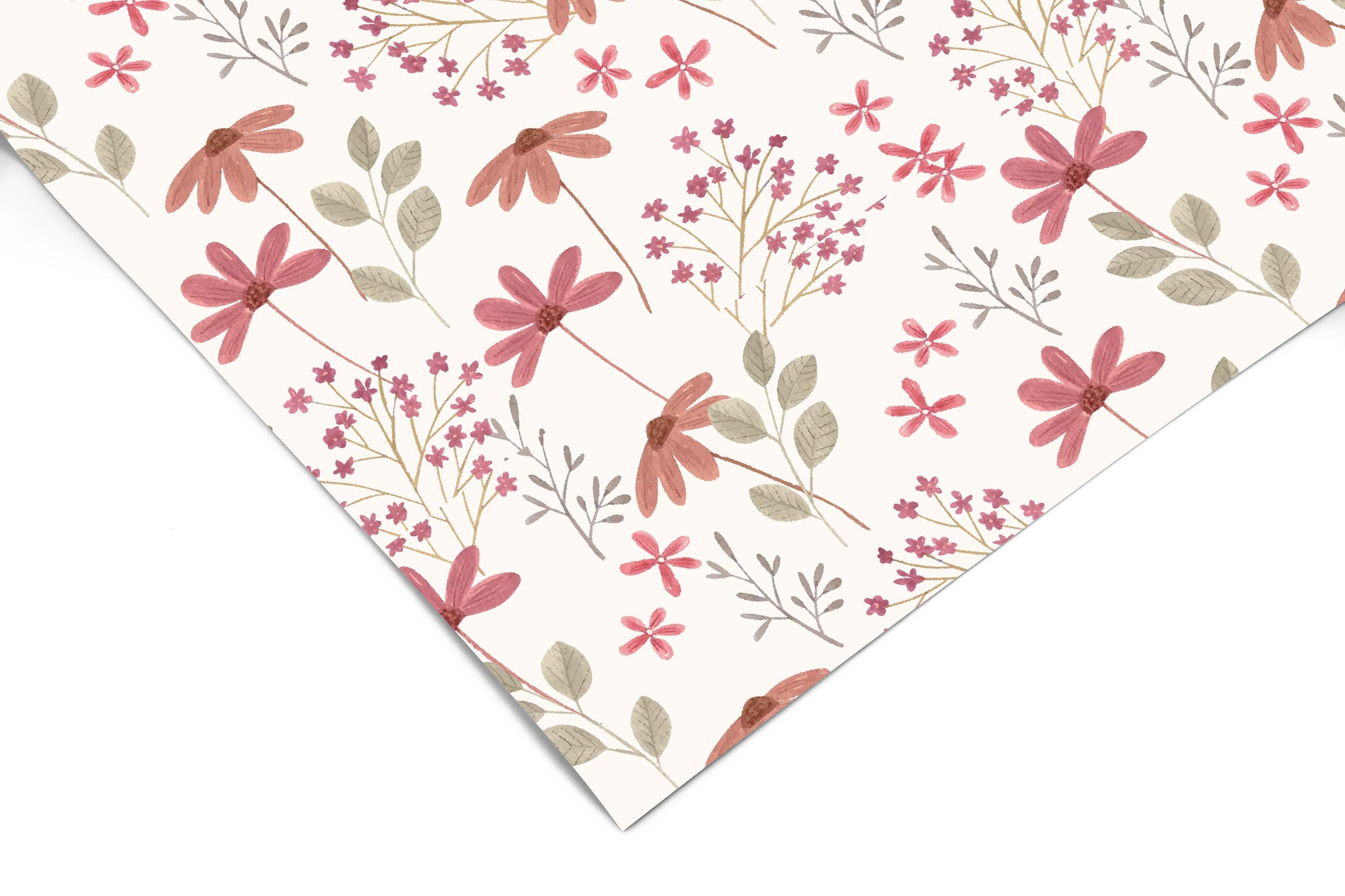 Pink Wildflowers Contact Paper | Peel And Stick Wallpaper | Removable Wallpaper | Shelf Liner | Drawer Liner | Peel and Stick Paper 1680 - James And Colors