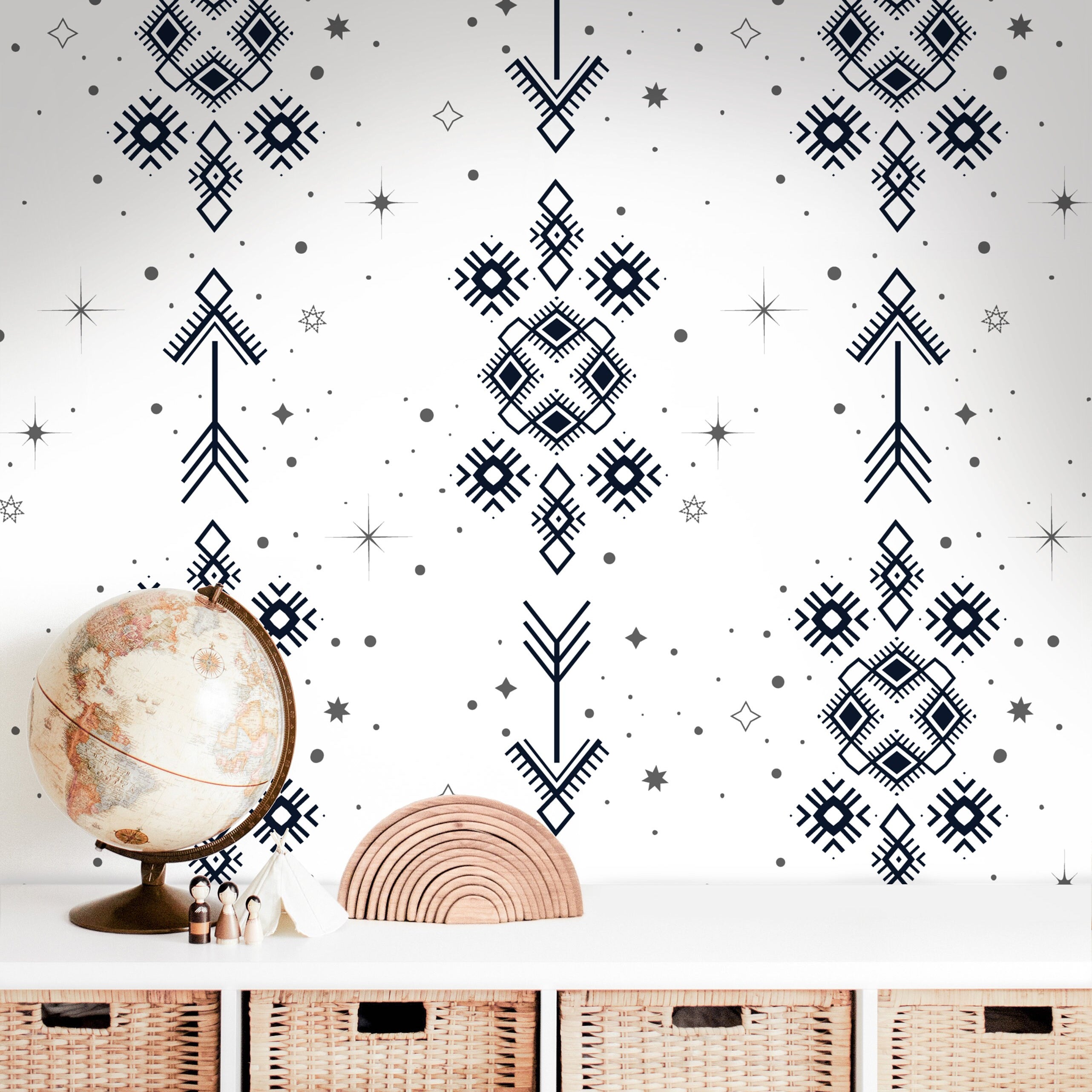 Removable Modern Tribal Wallpaper | Boys Nursery Wallpaper | Kids Wallpaper | Childrens Wallpaper | Peel Stick Wallpaper | Boys Room | 749 - James And Colors