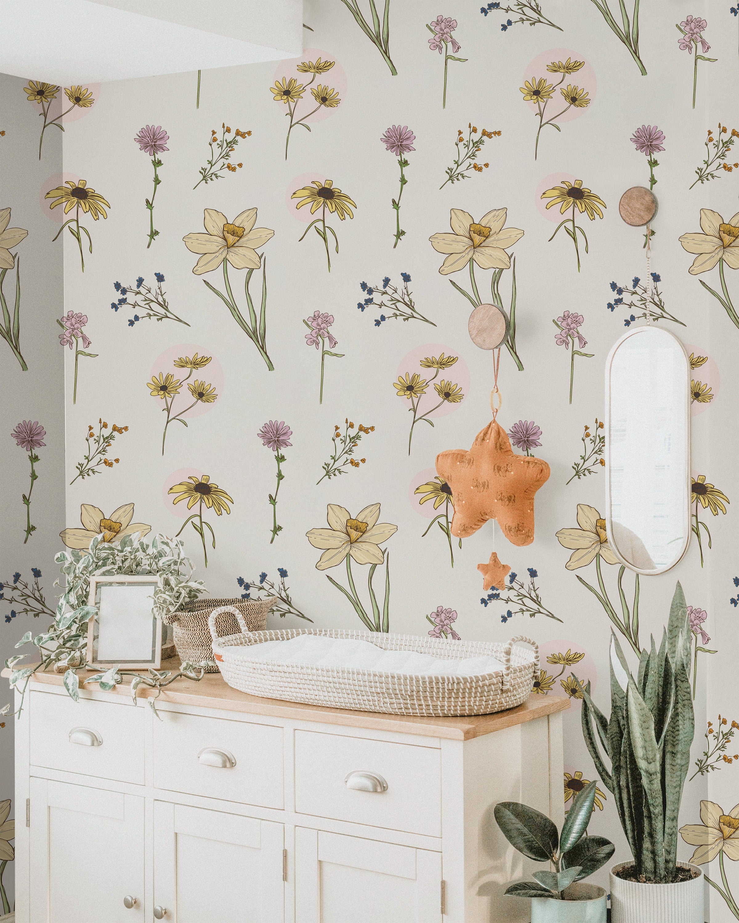 Wild Flowers Wallpaper | Girls Nursery Wallpaper | Kids Wallpaper | Childrens Wallpaper | Peel Stick Wallpaper | Removable Wallpaper 736 - James And Colors