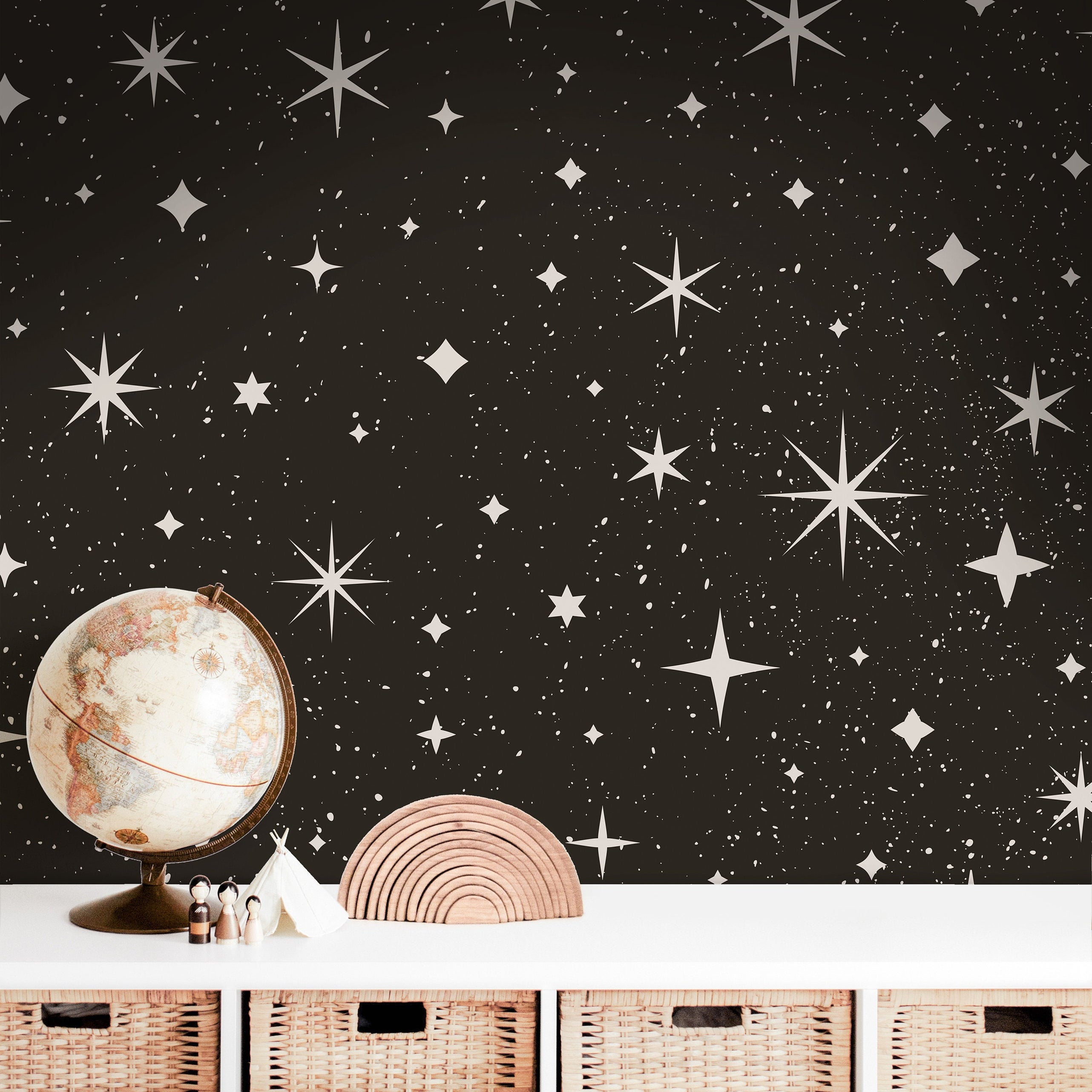Removable Midnight Stars Wallpaper | Boys Nursery Wallpaper | Kids Wallpaper | Childrens Wallpaper | Peel Stick Wallpaper | Boys Room | 750 - James And Colors