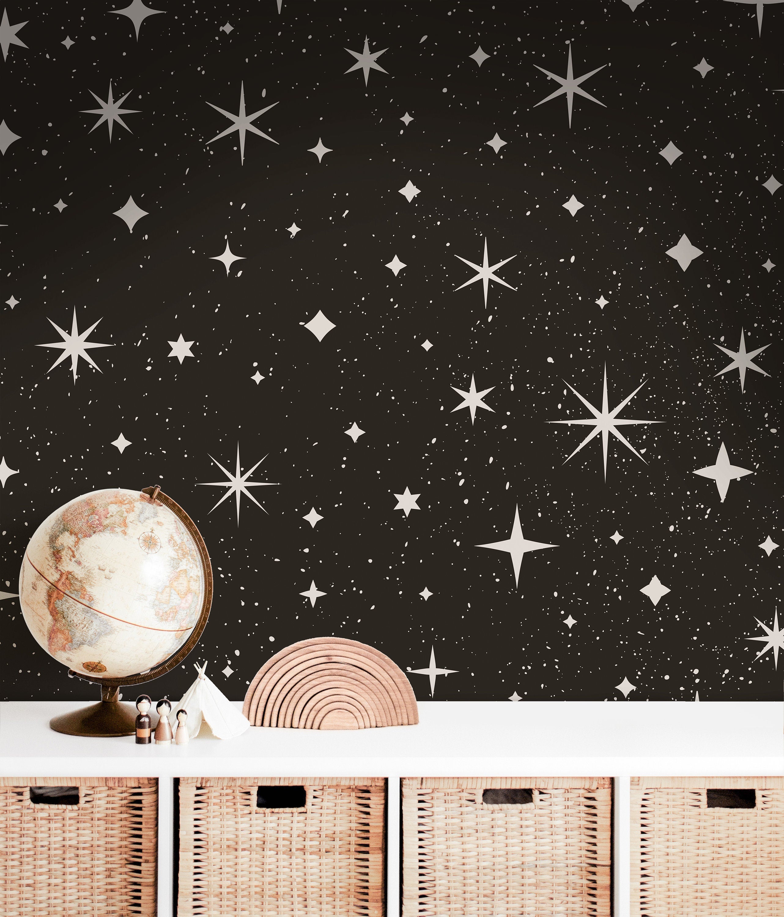 Removable Midnight Stars Wallpaper | Boys Nursery Wallpaper | Kids Wallpaper | Childrens Wallpaper | Peel Stick Wallpaper | Boys Room | 750 - James And Colors