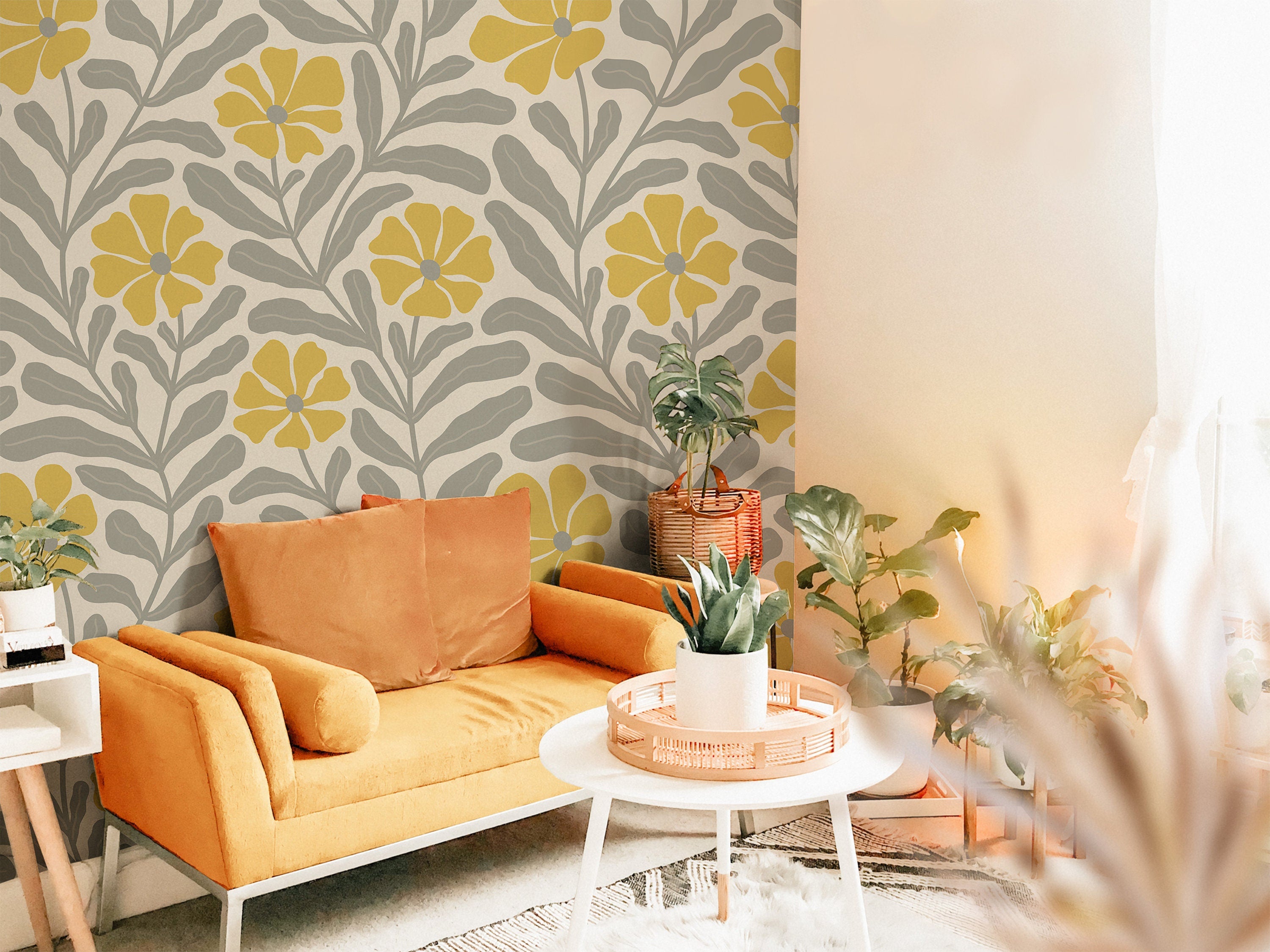 Abstract Florals Wallpaper Peel and Stick Wallpaper Removable Wallpaper Wall Decor Home Decor Wall Art Printable Wall Art Room Decor 721 - James And Colors