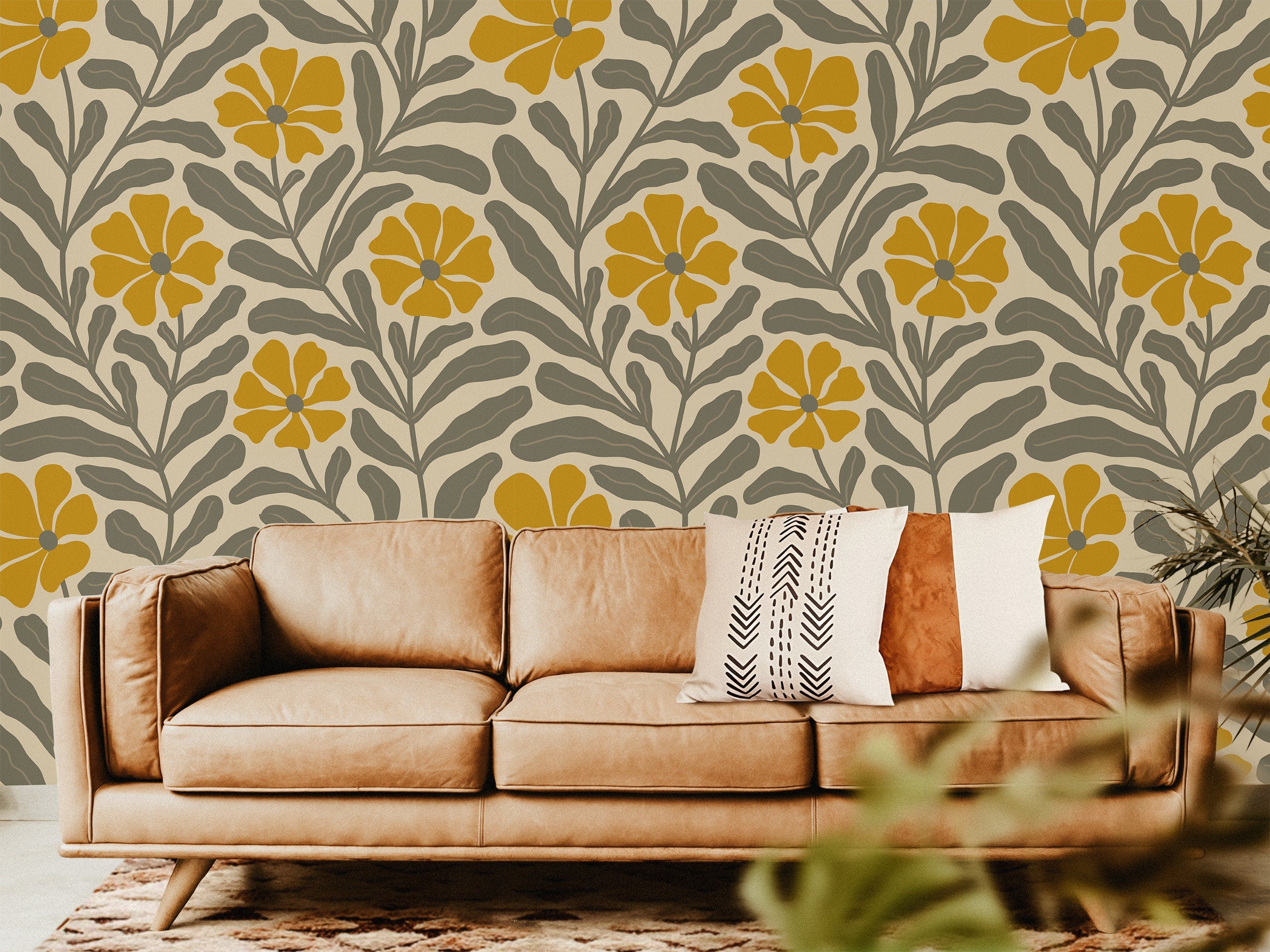 Abstract Florals Wallpaper Peel and Stick Wallpaper Removable Wallpaper Wall Decor Home Decor Wall Art Printable Wall Art Room Decor 721 - James And Colors