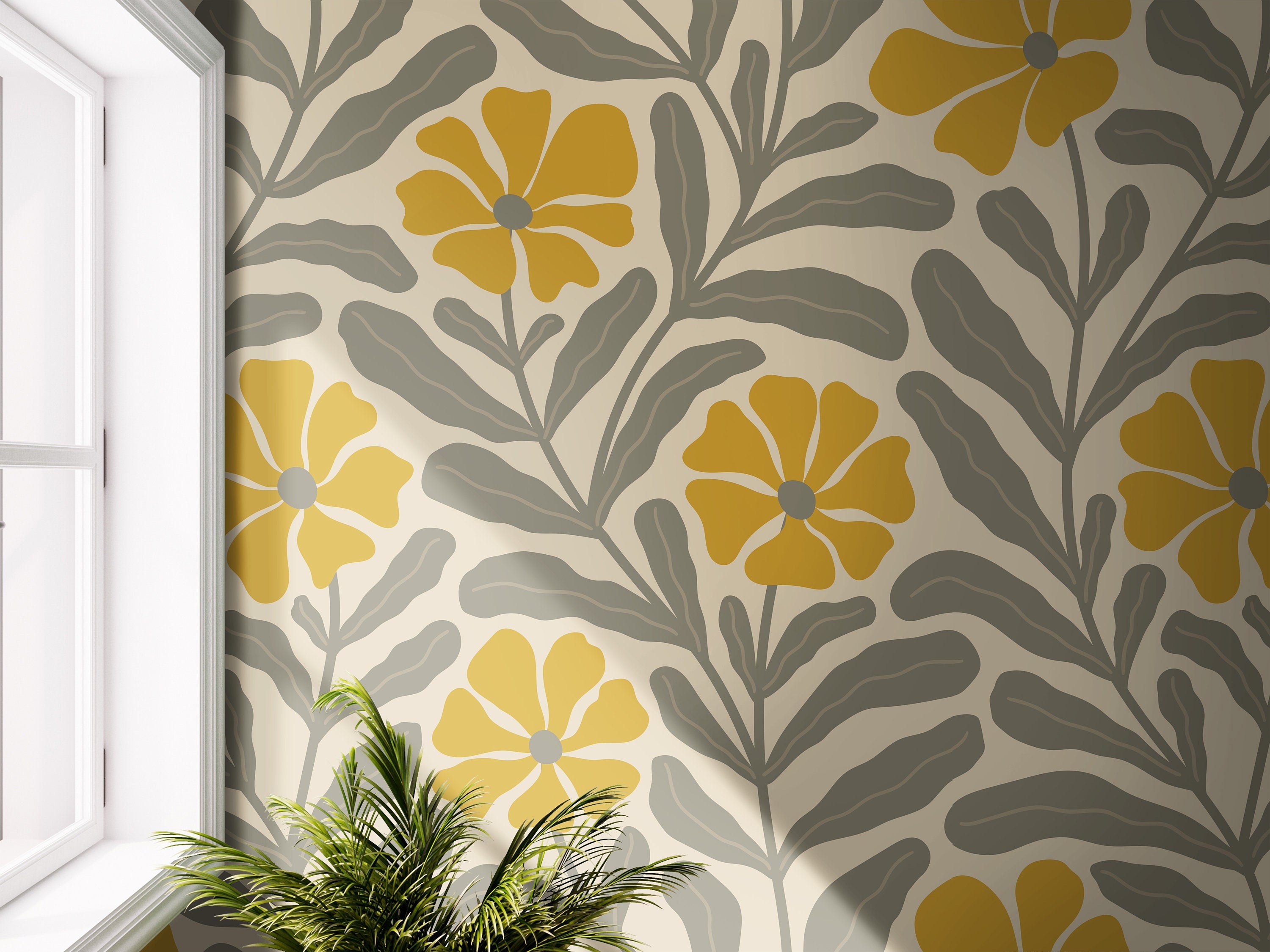 Abstract Florals Wallpaper Peel and Stick Wallpaper Removable Wallpaper Wall Decor Home Decor Wall Art Printable Wall Art Room Decor 721 - James And Colors