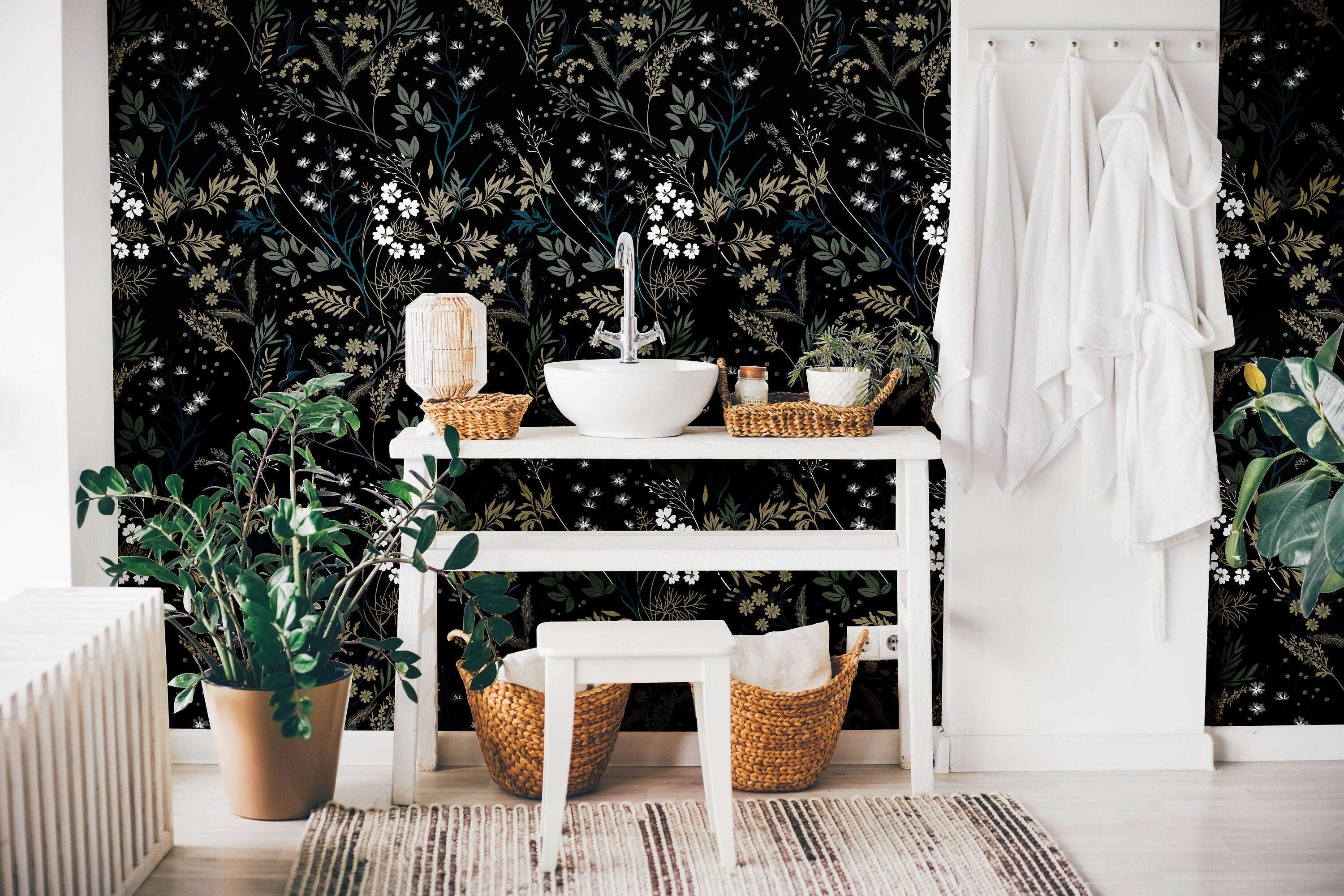 Wallpaper Peel and Stick Wallpaper Dark Muted Moody Floral Garden Academia Removable Wallpaper Wall Decor Home Decor Wall Art Room Decor 802 - James And Colors