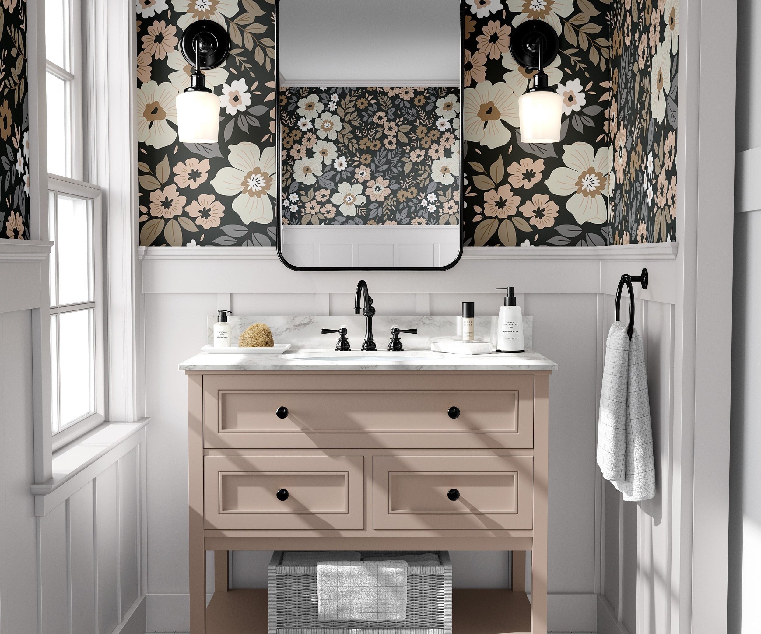 Wallpaper Peel and Stick Wallpaper Dark Muted Moody Floral Garden Removable Wallpaper Wall Decor Home Decor Wall Art Room Decor 765 - James And Colors