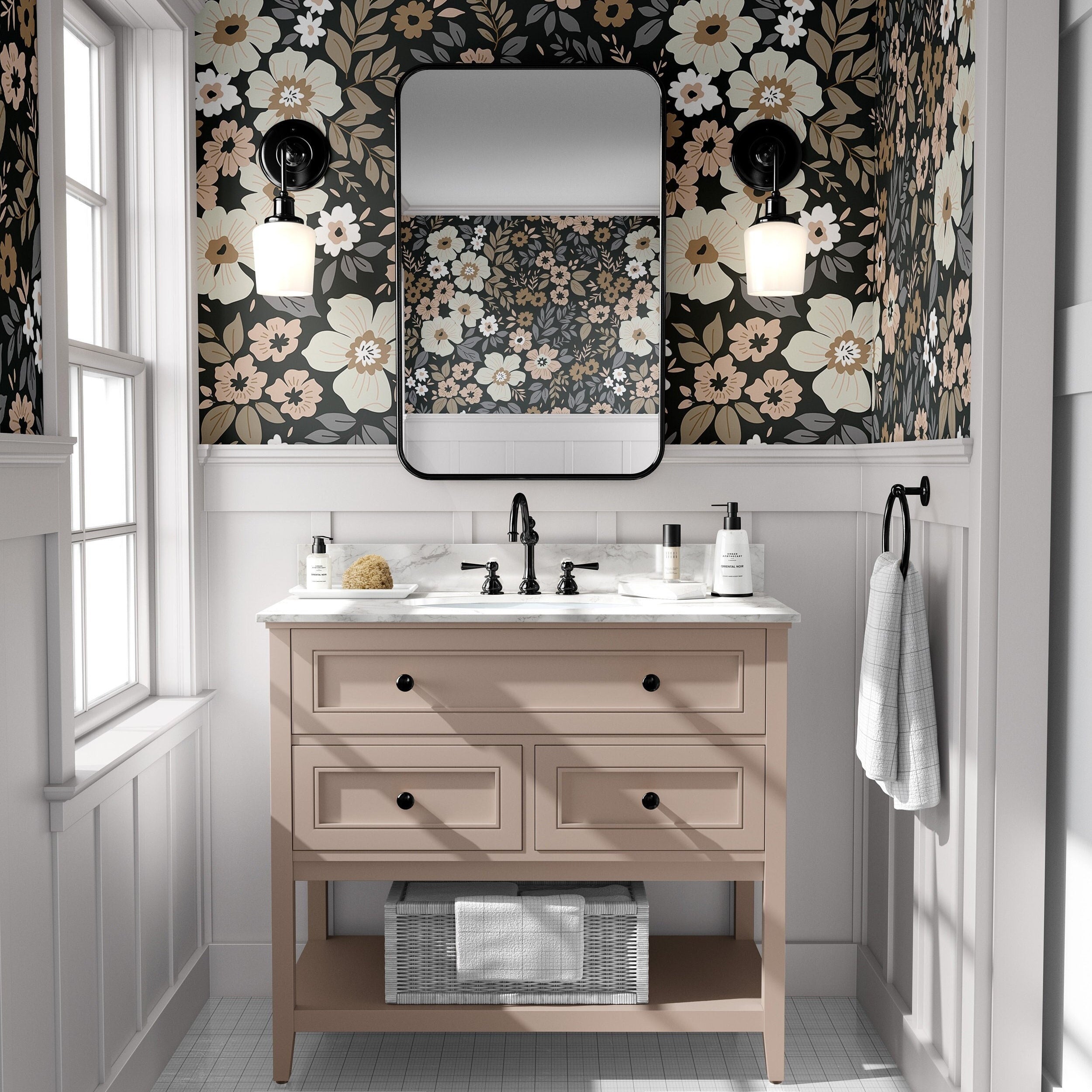 Wallpaper Peel and Stick Wallpaper Dark Muted Moody Floral Garden Removable Wallpaper Wall Decor Home Decor Wall Art Room Decor 765 - James And Colors