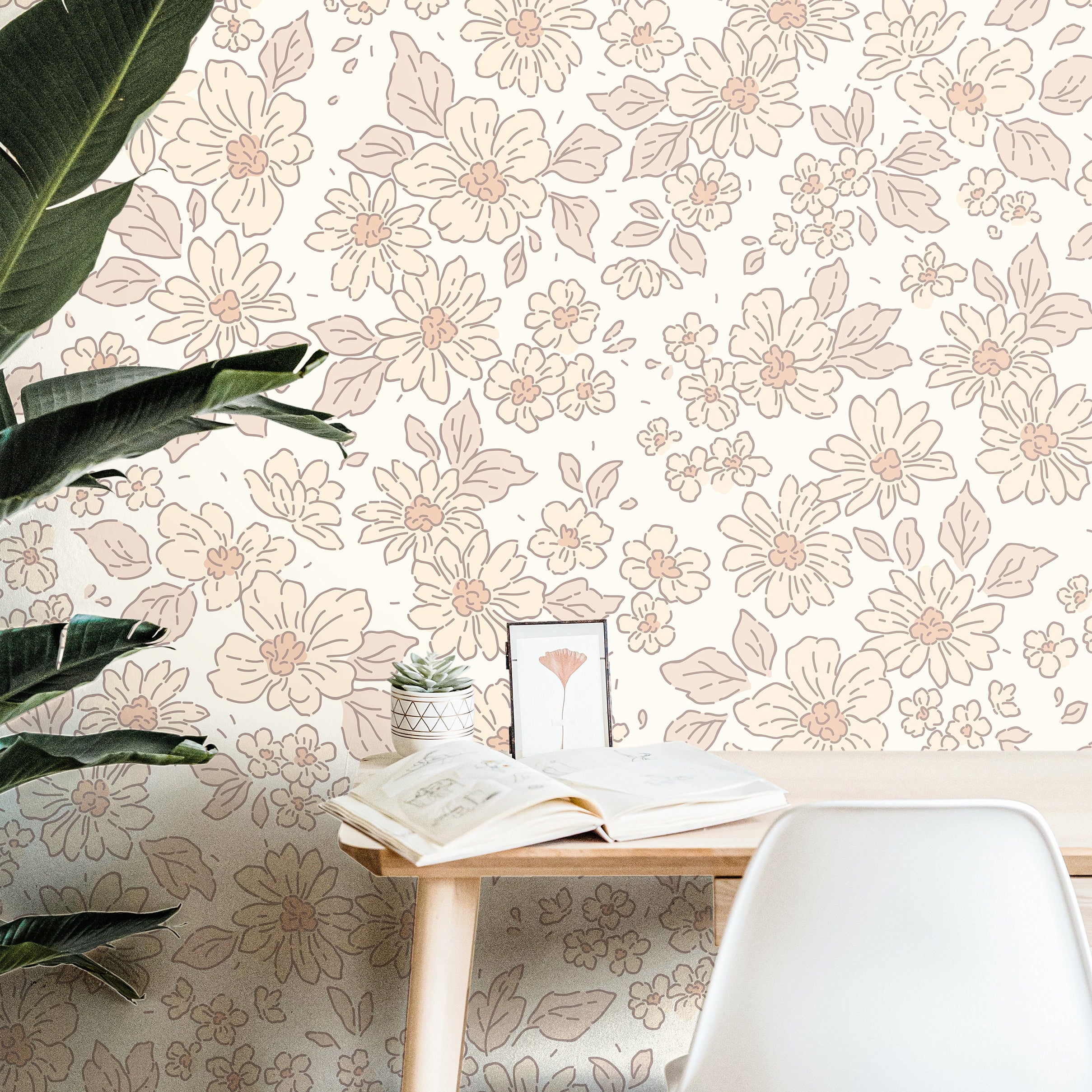 Floral Flutter | Pink Floral Removable Wallpaper for Nursery, Bedroom, Walls, DIY Home 833 - James And Colors