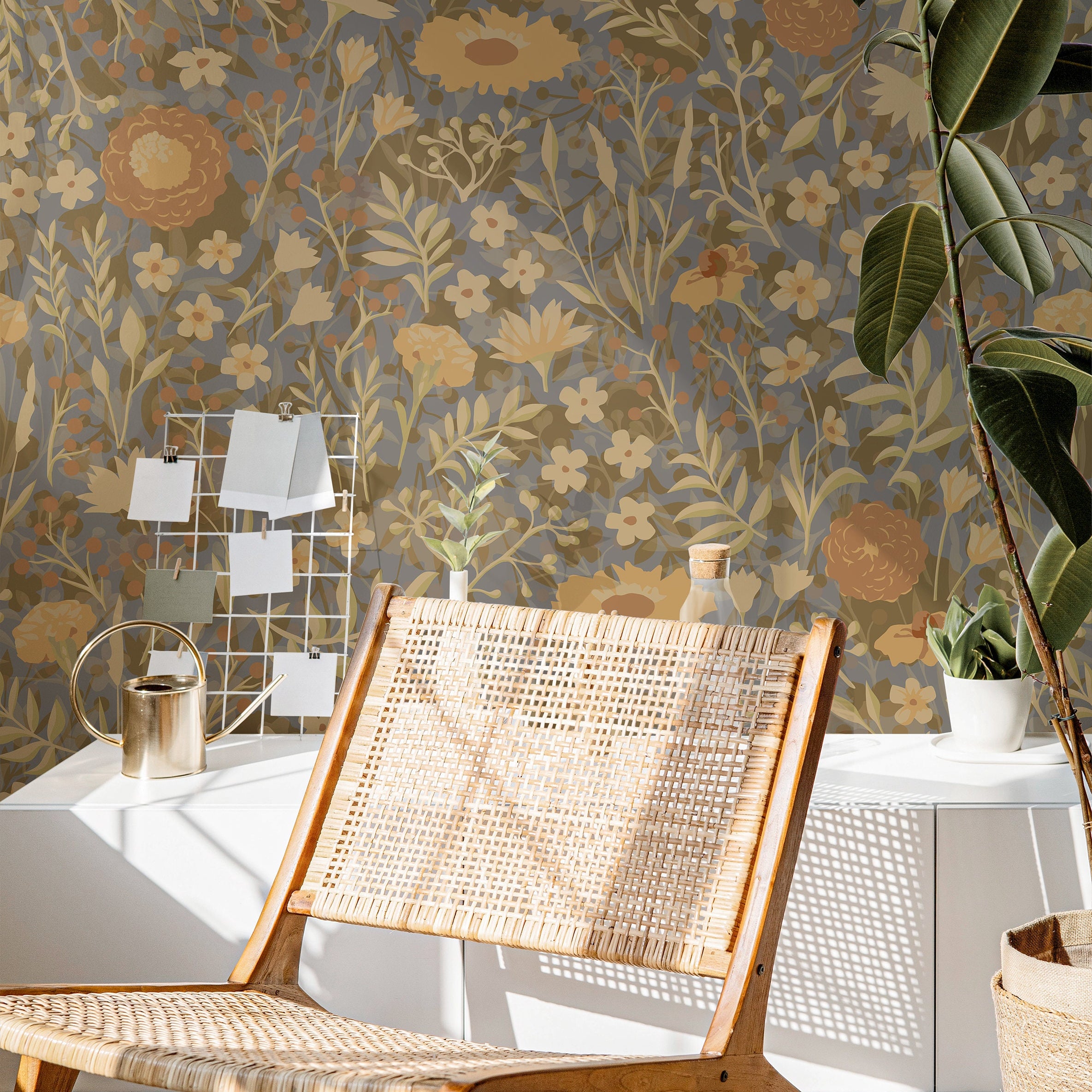 Tawny Thicket | Muted Floral Removable Wallpaper for Bathroom, Bedroom, Walls, DIY Home Decor 775 - James And Colors