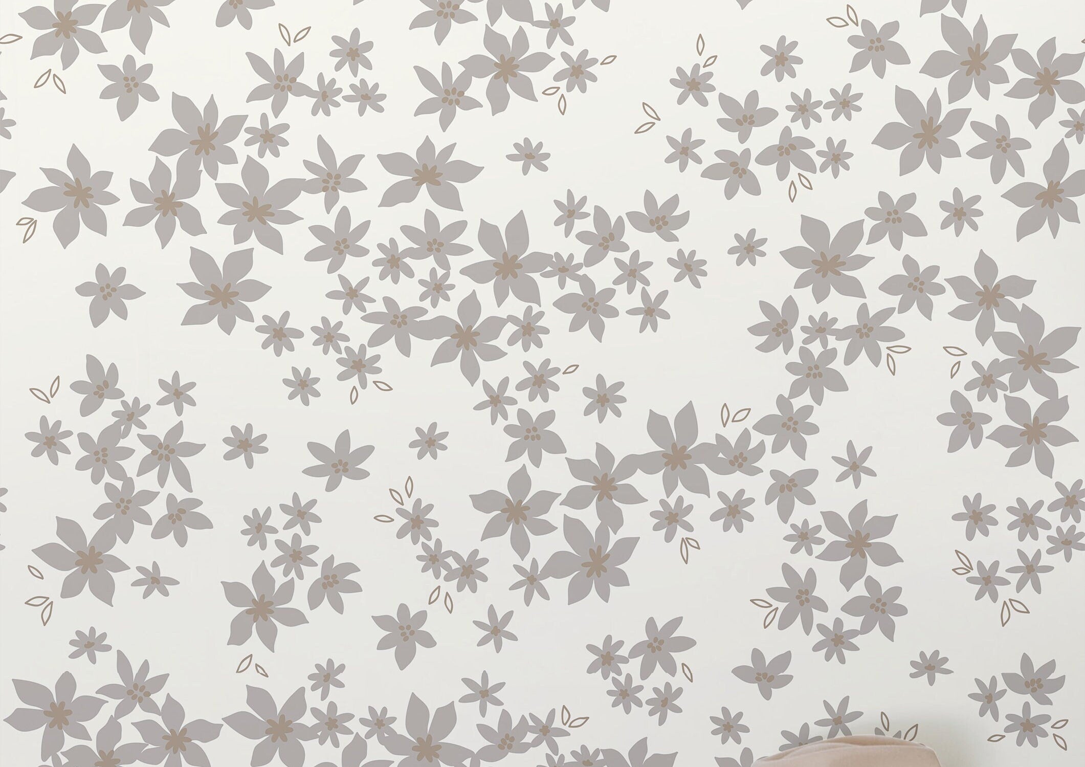 Wallpaper Peel and Stick Wallpaper Light Neutral Cream Gray Floral Removable Wallpaper Wall Decor Home Decor Wall Art Room Decor 880