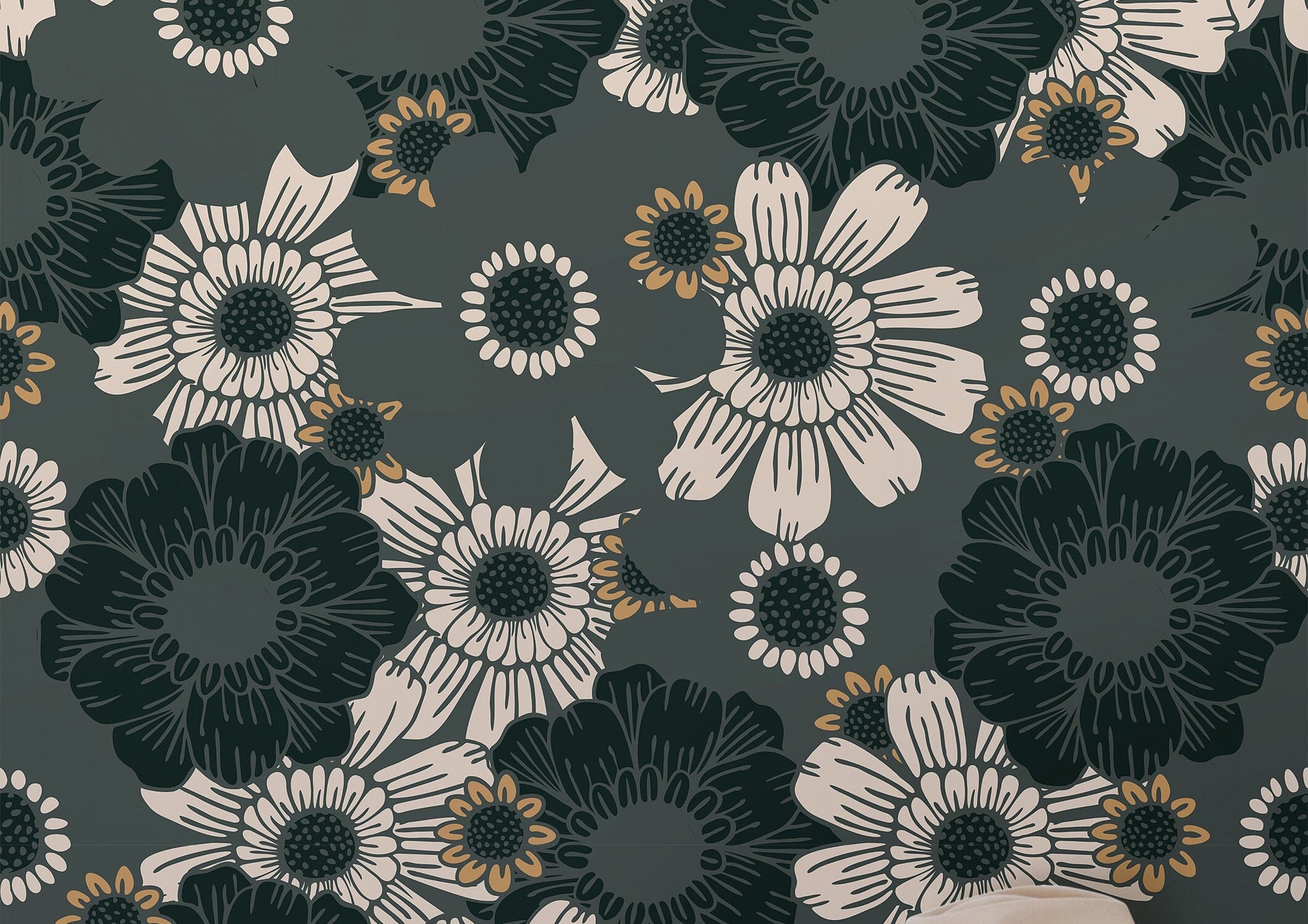 Moody Green Floral Wallpaper Peel and Stick Wallpaper Removable Wallpaper Wall Decor Home Decor Wall Art Printable Wall Art Room Decor 902 - James And Colors